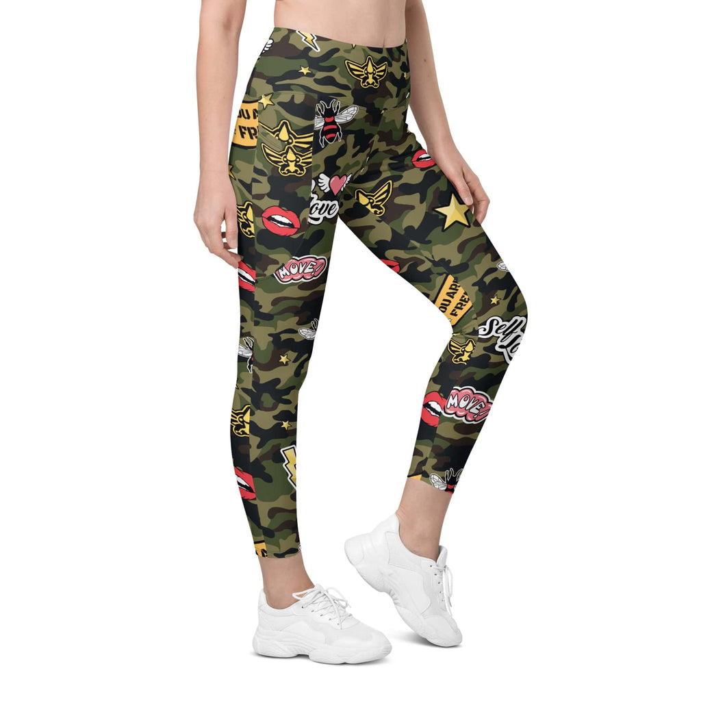 Camo Patch Leggings With Pockets