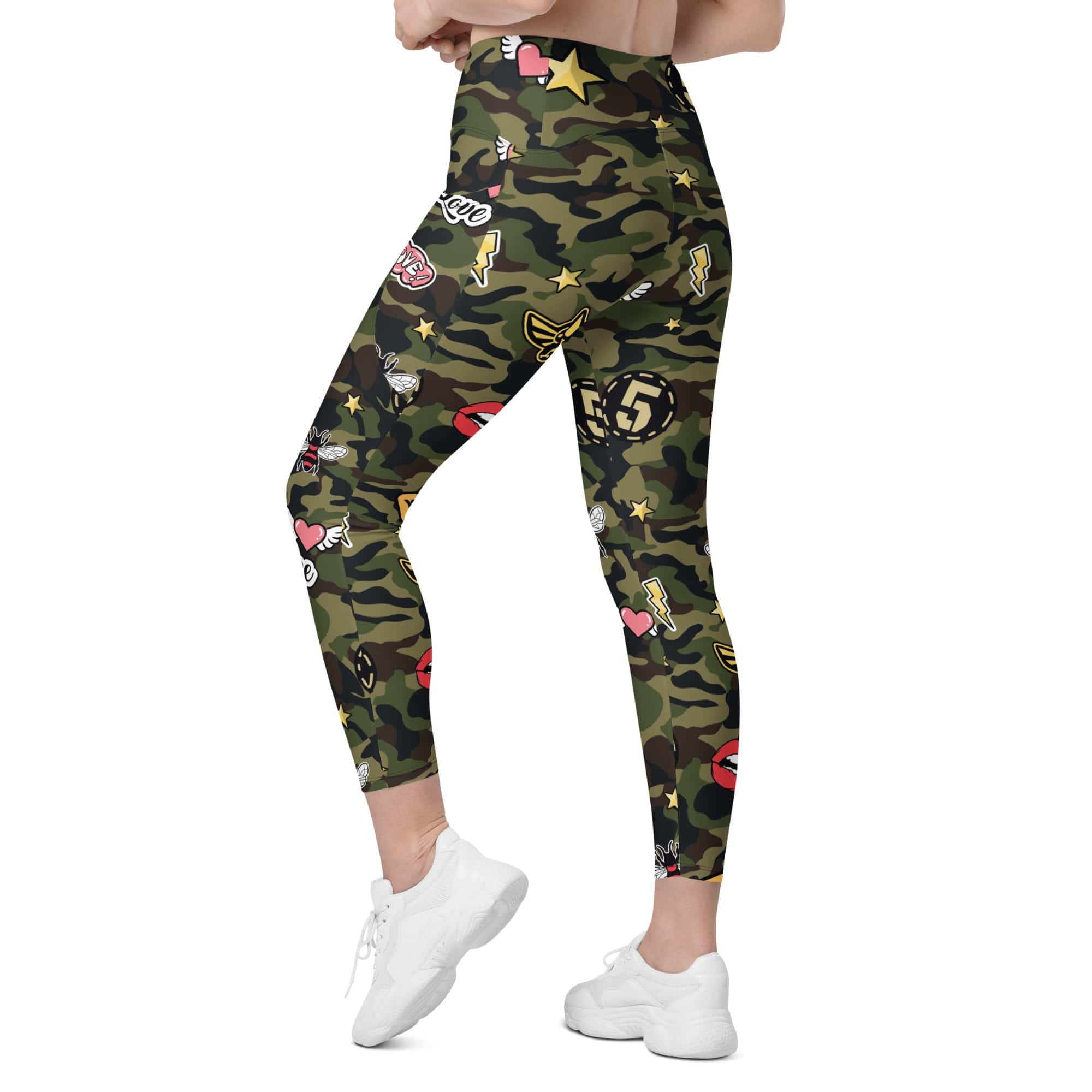 Camo Patch Leggings With Pockets