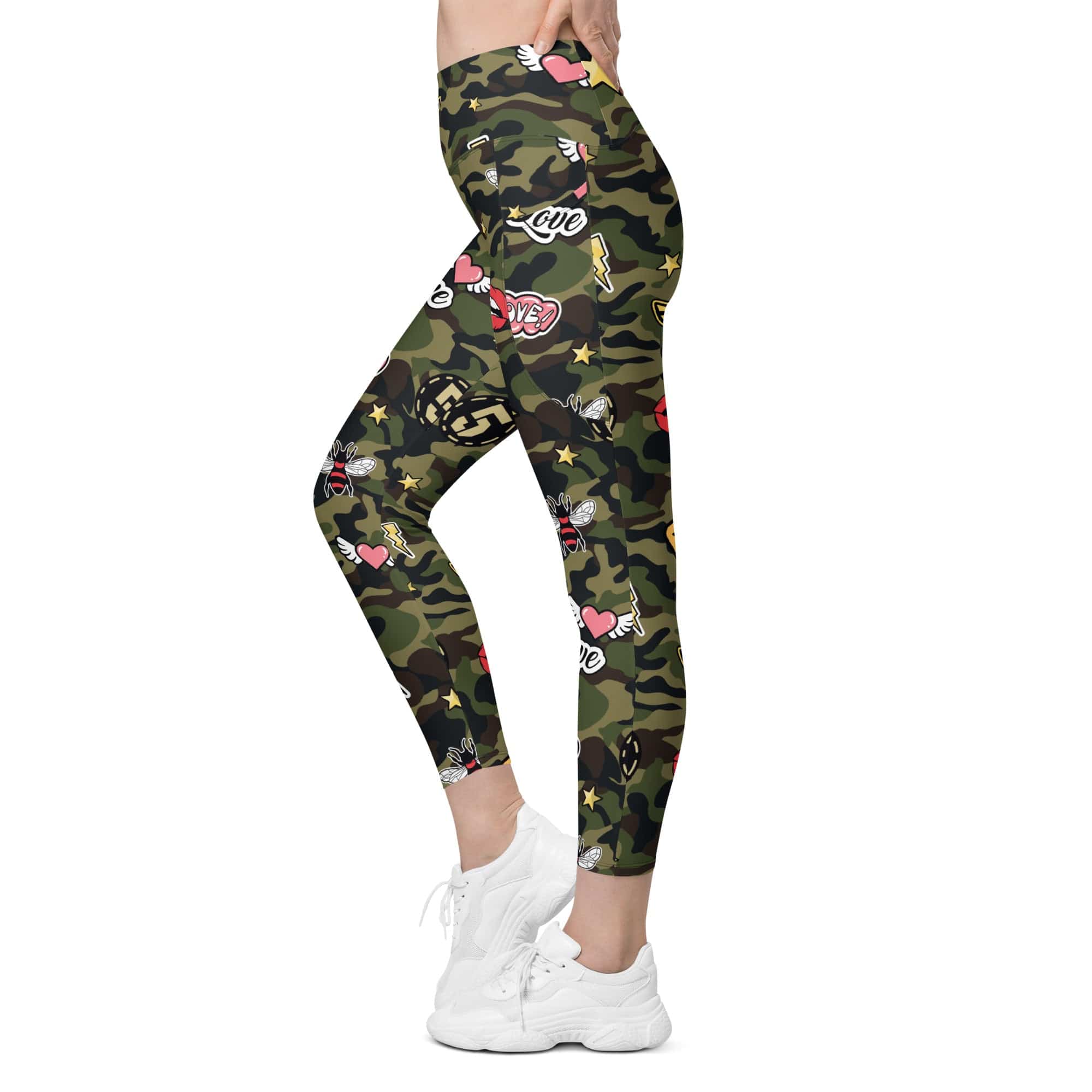 Camo Patch Leggings With Pockets