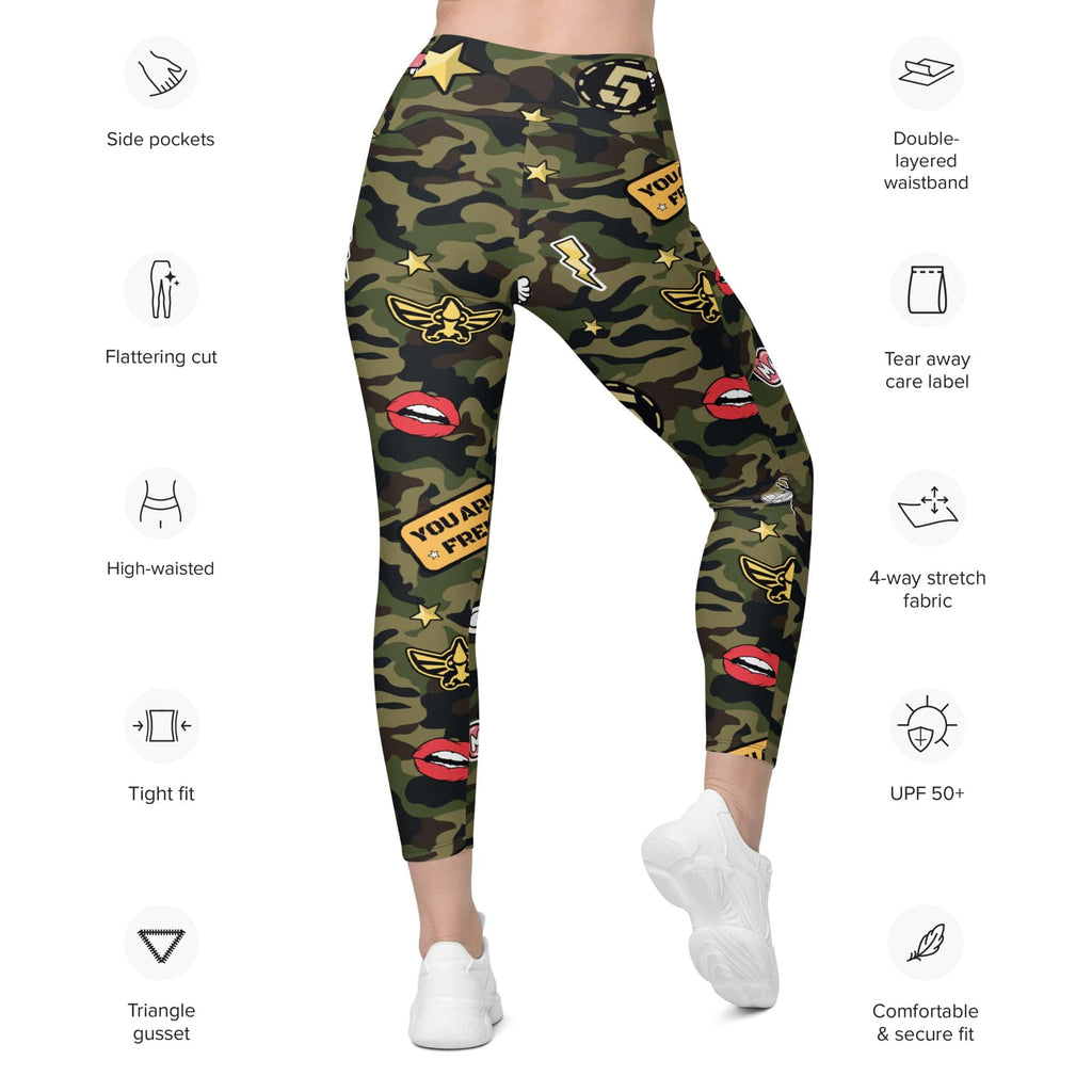 Camo Patch Leggings With Pockets
