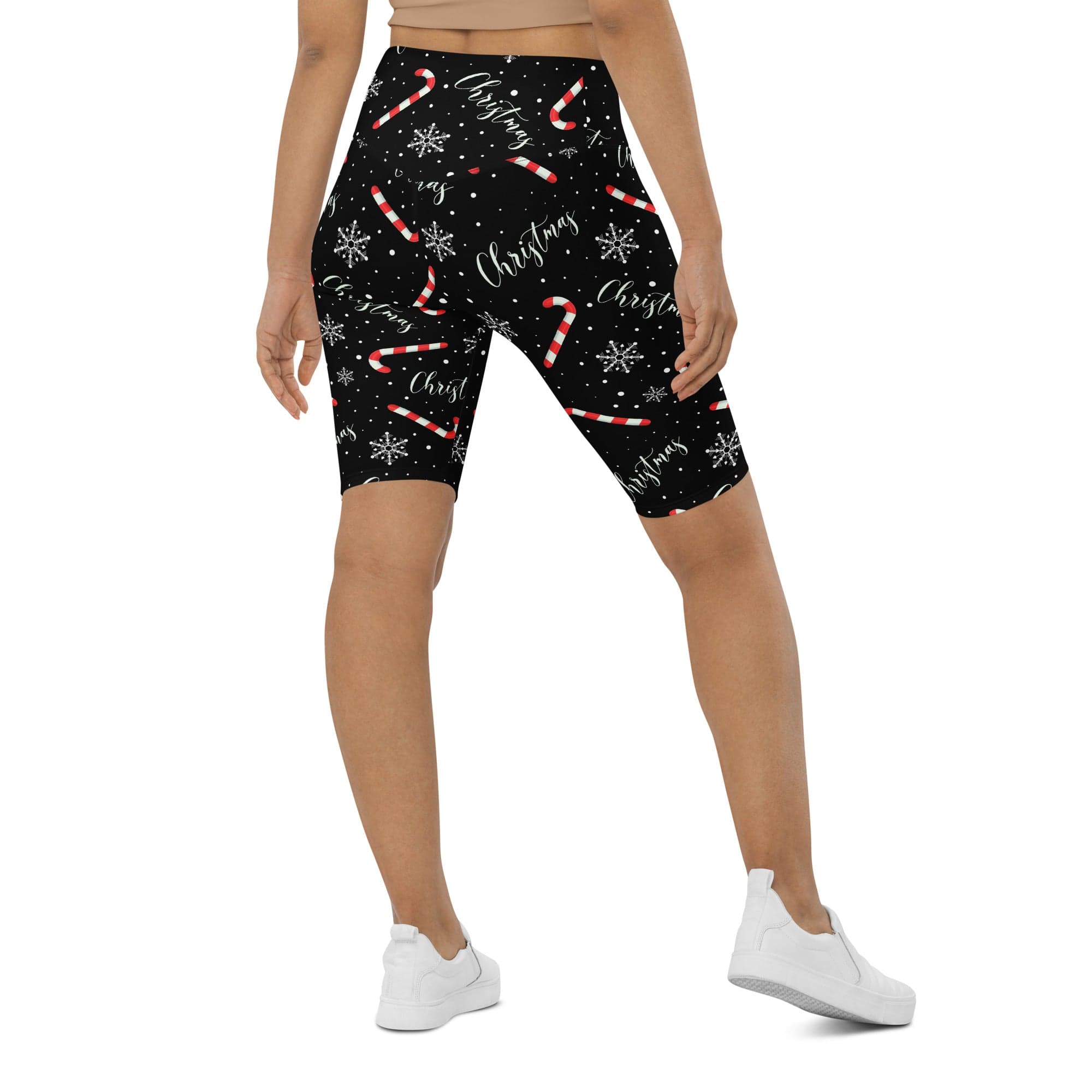 Candy Cane & Snowflake Biker Shorts