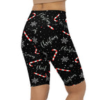 Candy Cane & Snowflake Biker Shorts