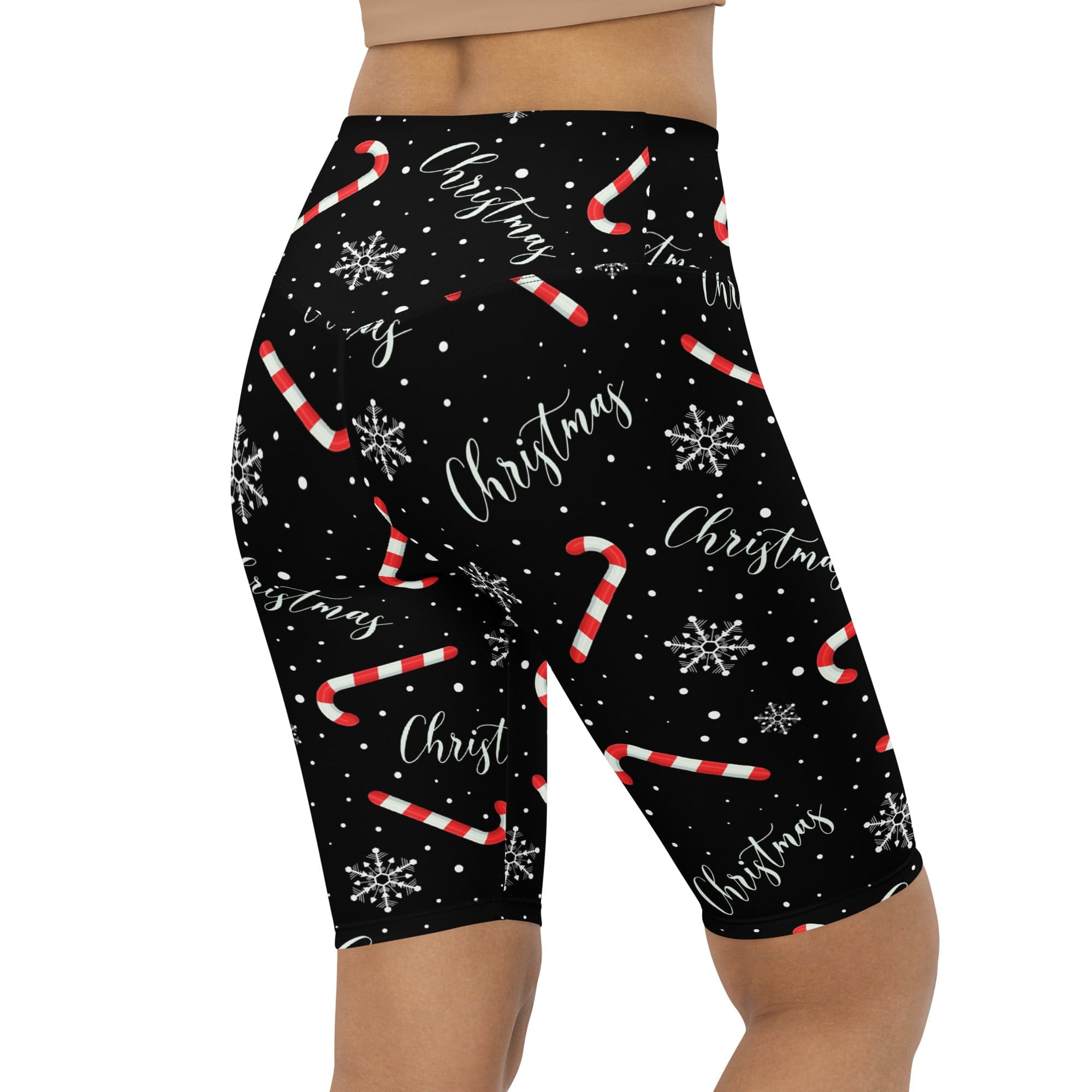 Candy Cane & Snowflake Biker Shorts