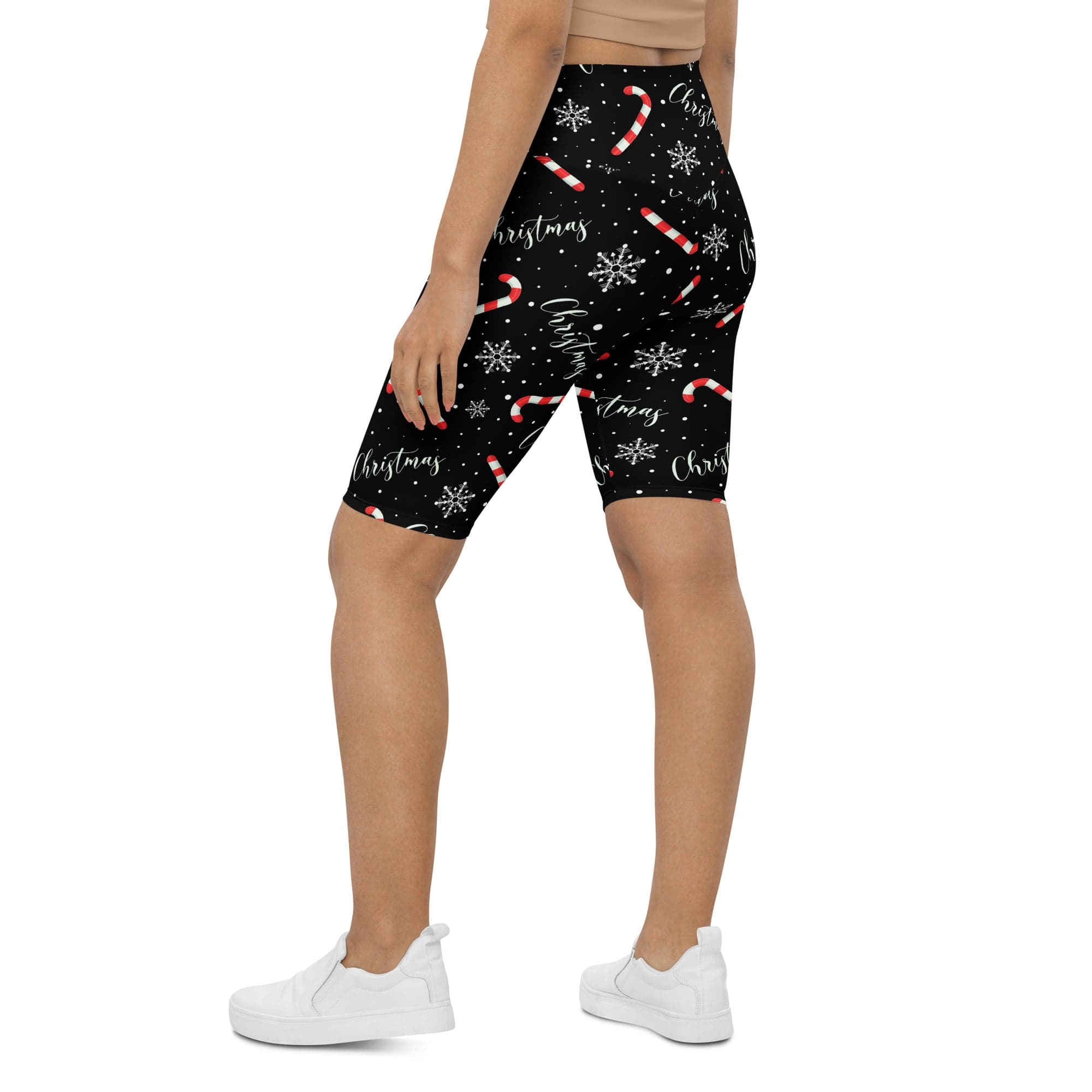 Candy Cane & Snowflake Biker Shorts