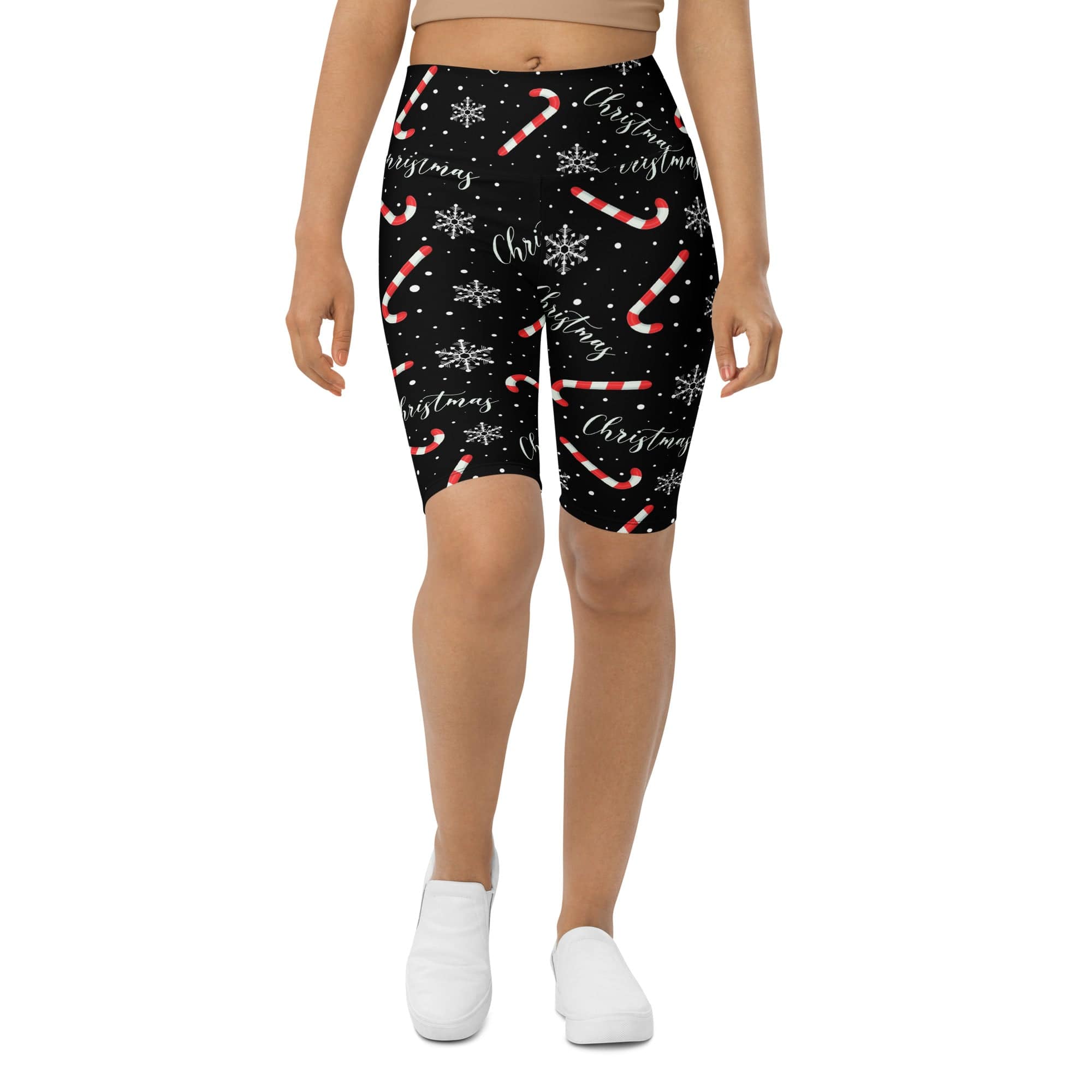 Candy Cane & Snowflake Biker Shorts