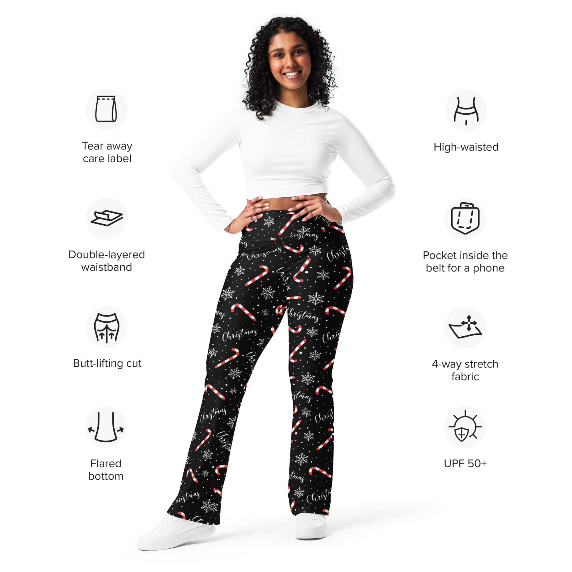 Candy Cane & Snowflake Flare Leggings