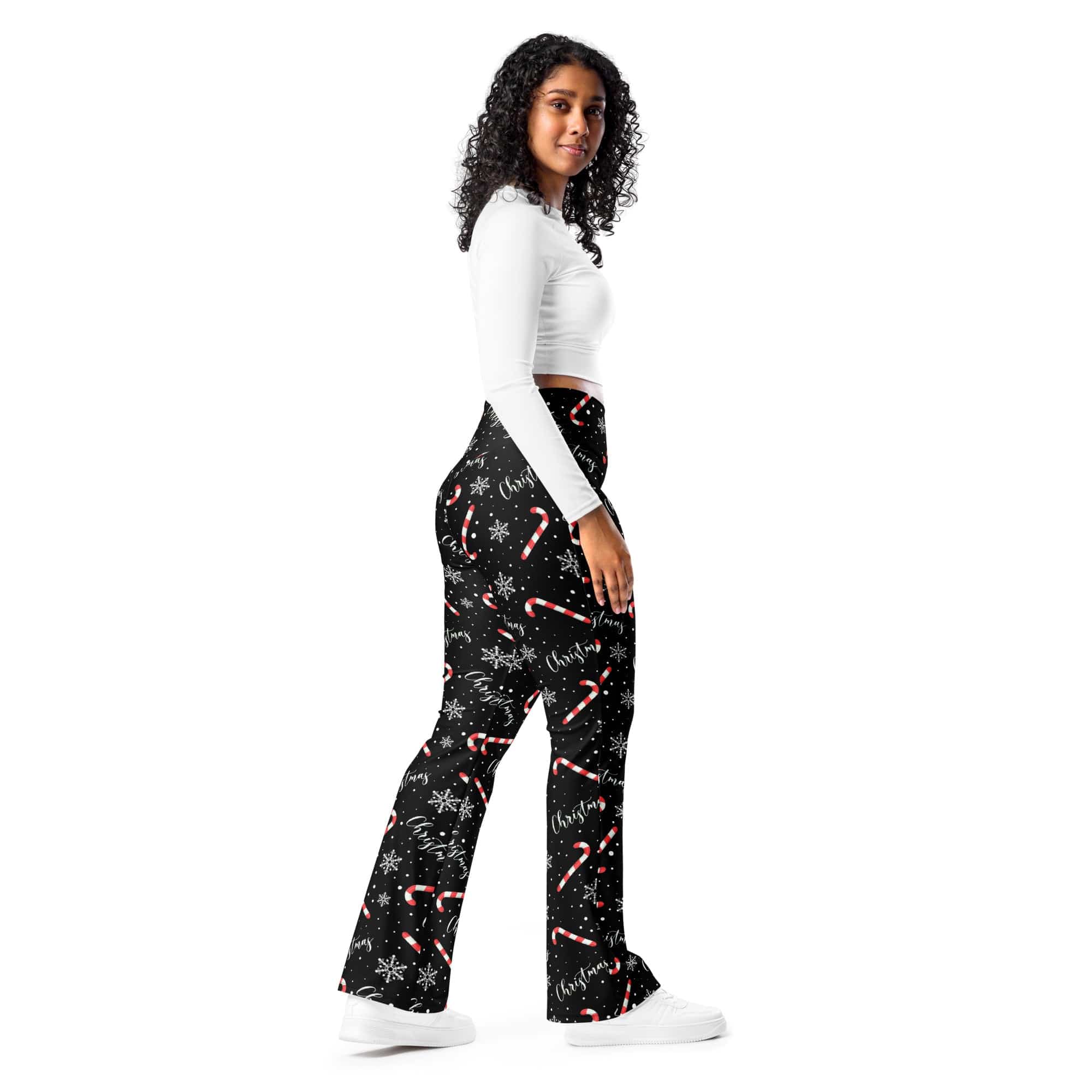Candy Cane & Snowflake Flare Leggings