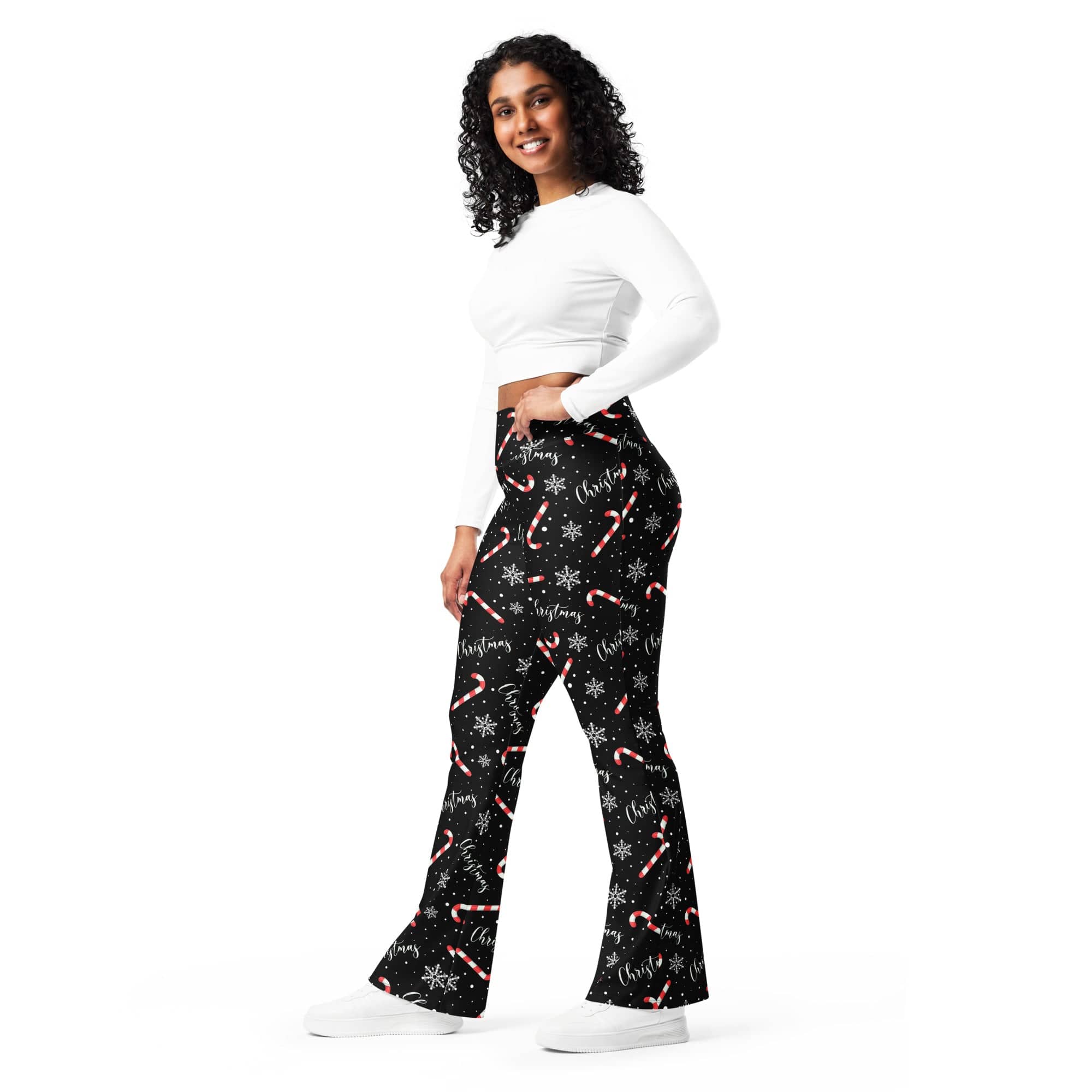 Candy Cane & Snowflake Flare Leggings
