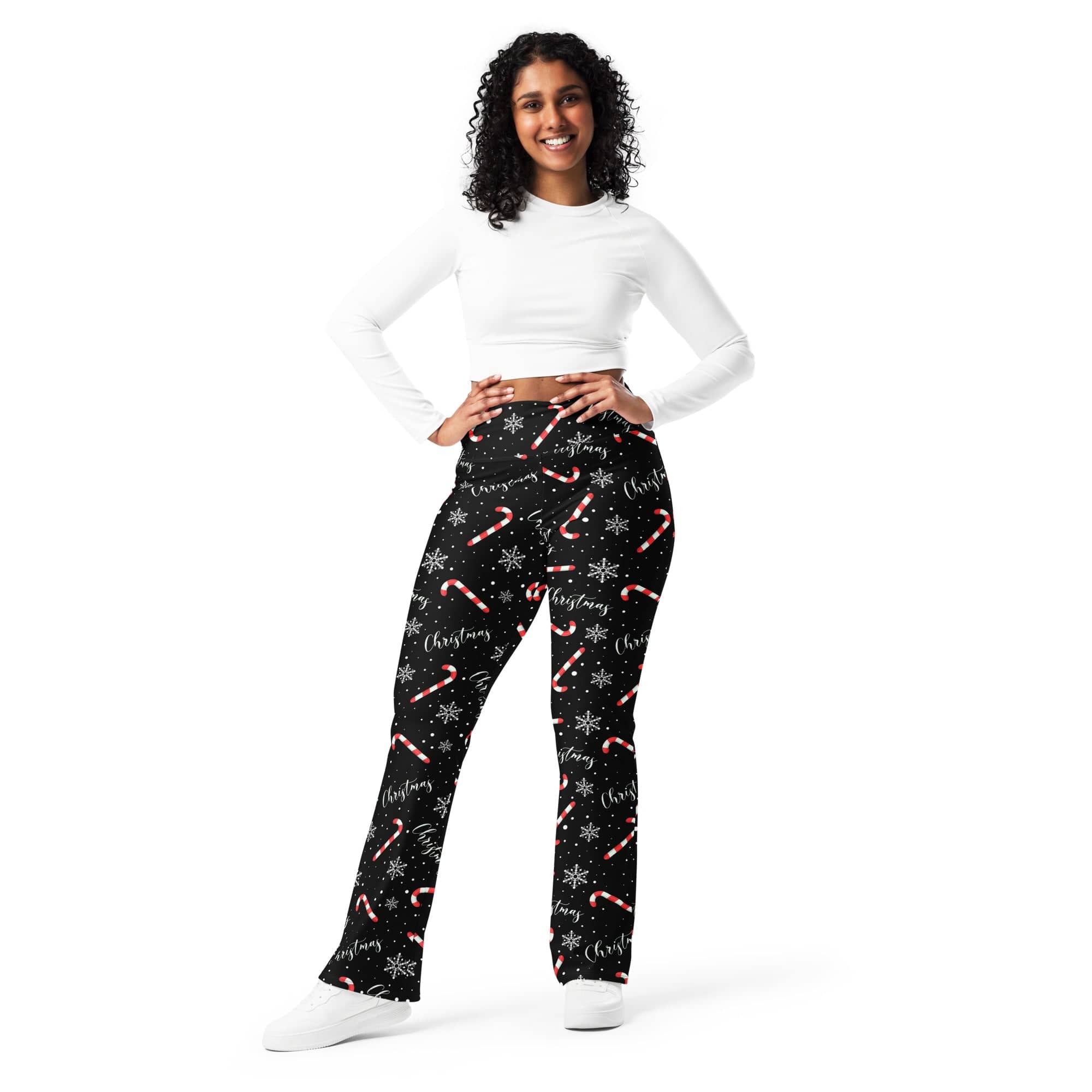 Candy Cane & Snowflake Flare Leggings