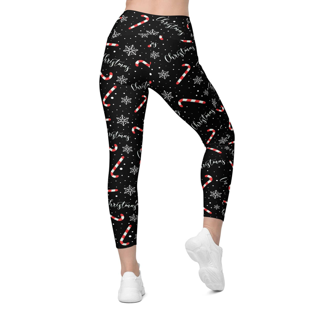 Candy Cane & Snowflake Leggings With Pockets