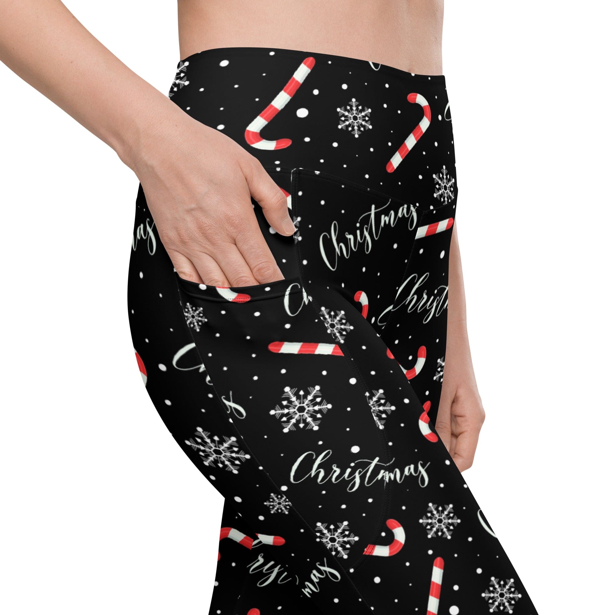 Candy Cane & Snowflake Leggings With Pockets