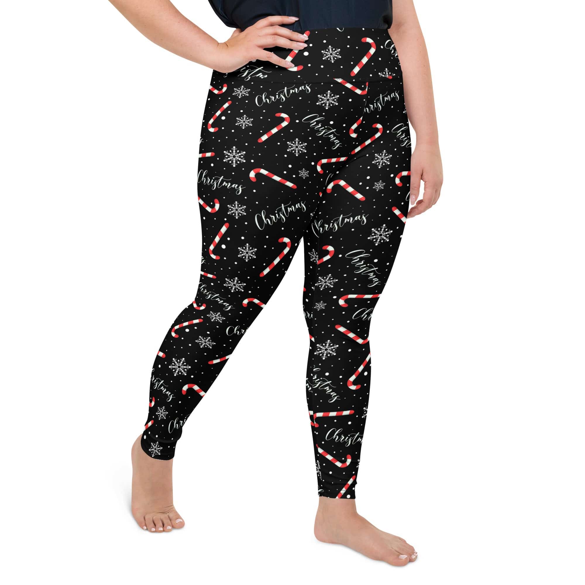 Candy Cane & Snowflake Plus Size Leggings
