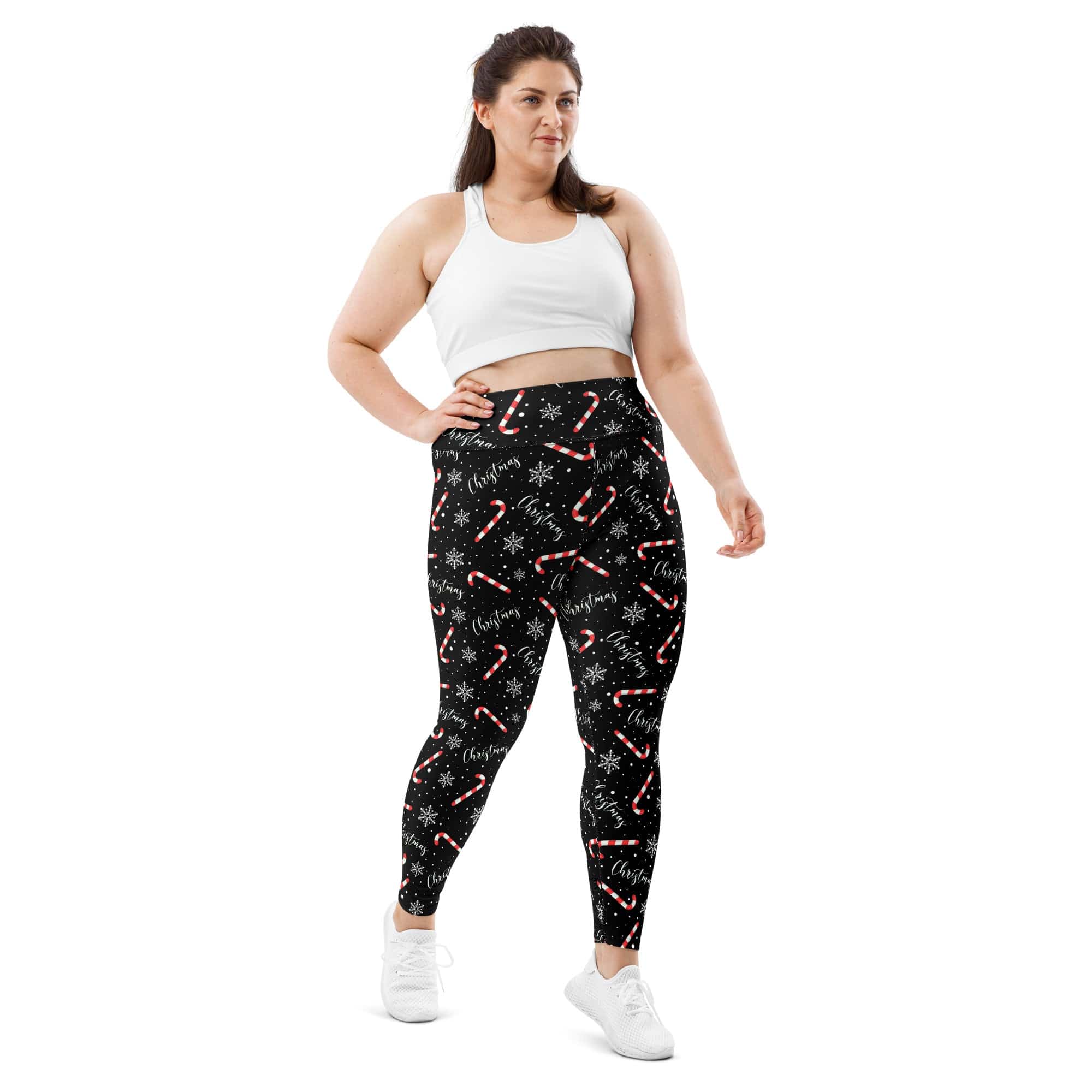 Candy Cane & Snowflake Plus Size Leggings