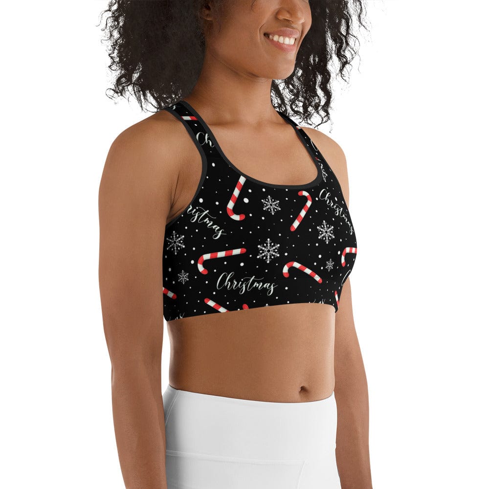 Candy Cane & Snowflake Sports Bra