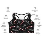 Candy Cane & Snowflake Sports Bra