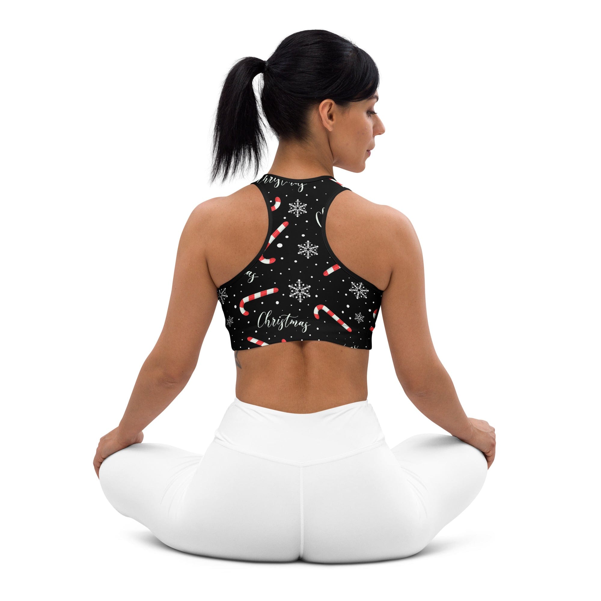 Candy Cane & Snowflake Sports Bra