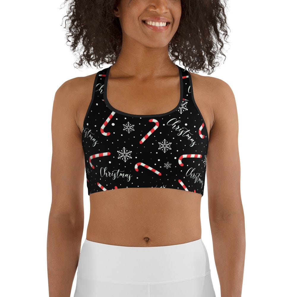 Candy Cane & Snowflake Sports Bra