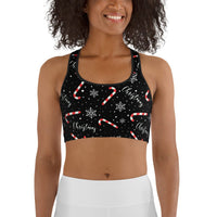 Candy Cane & Snowflake Sports Bra