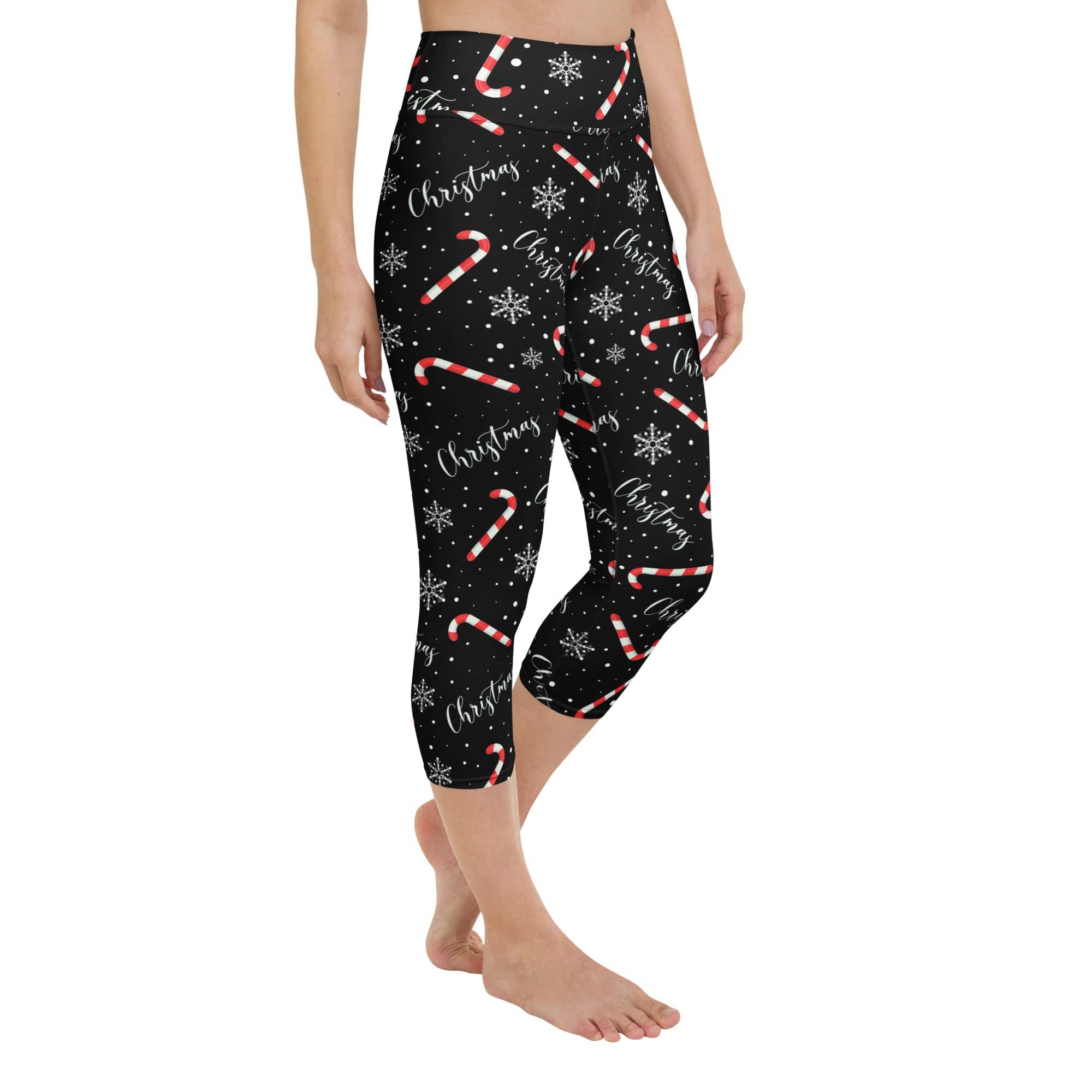 Candy Cane & Snowflake Yoga Capris