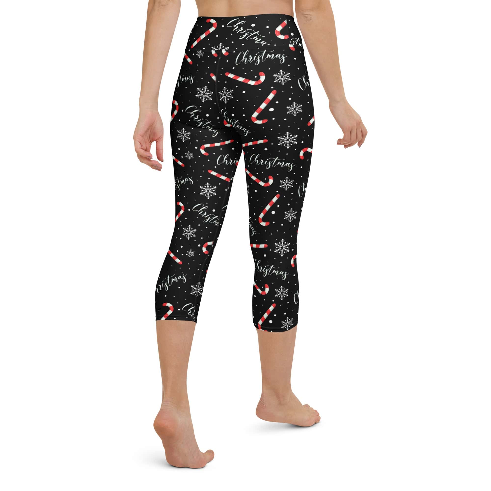 Candy Cane & Snowflake Yoga Capris
