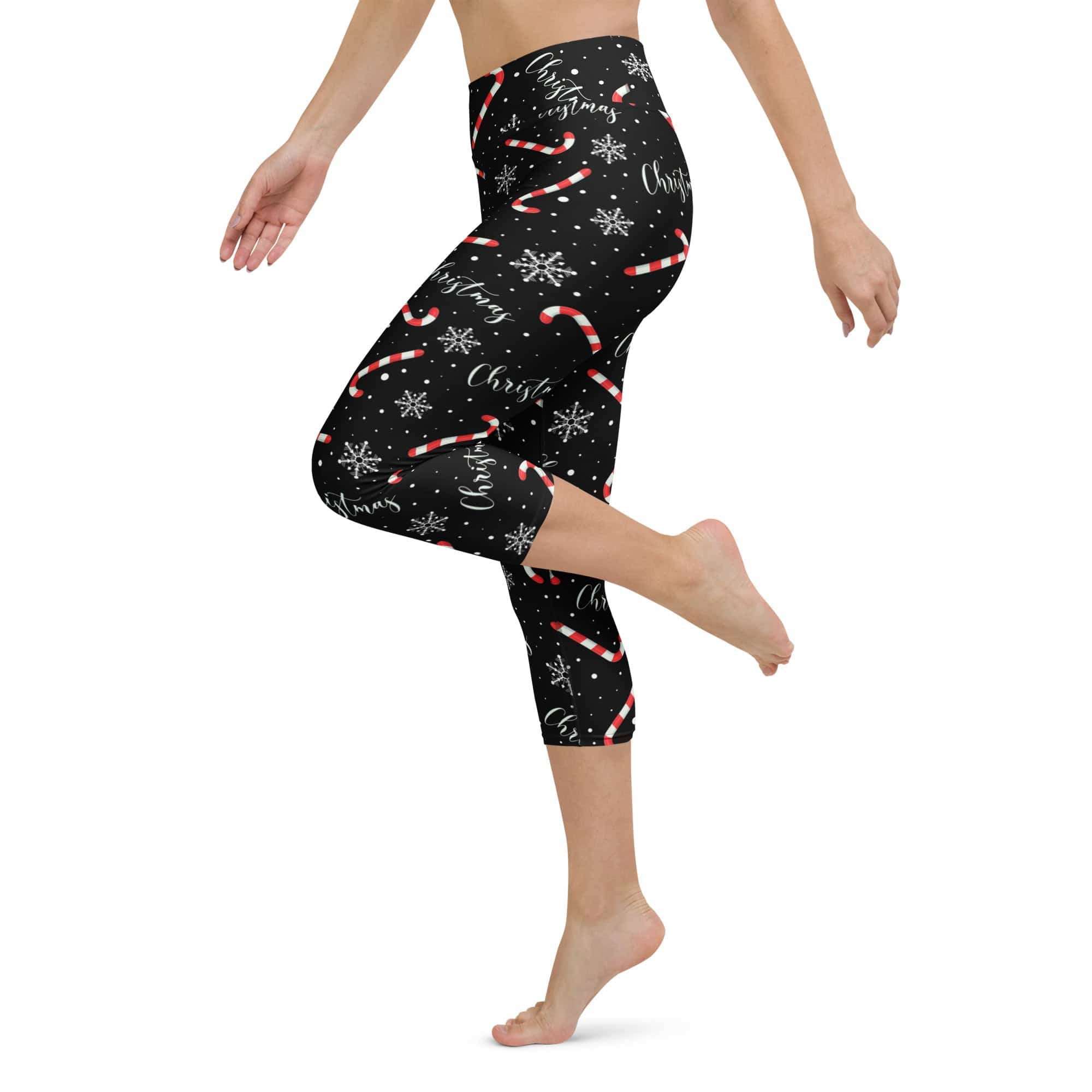 Candy Cane & Snowflake Yoga Capris