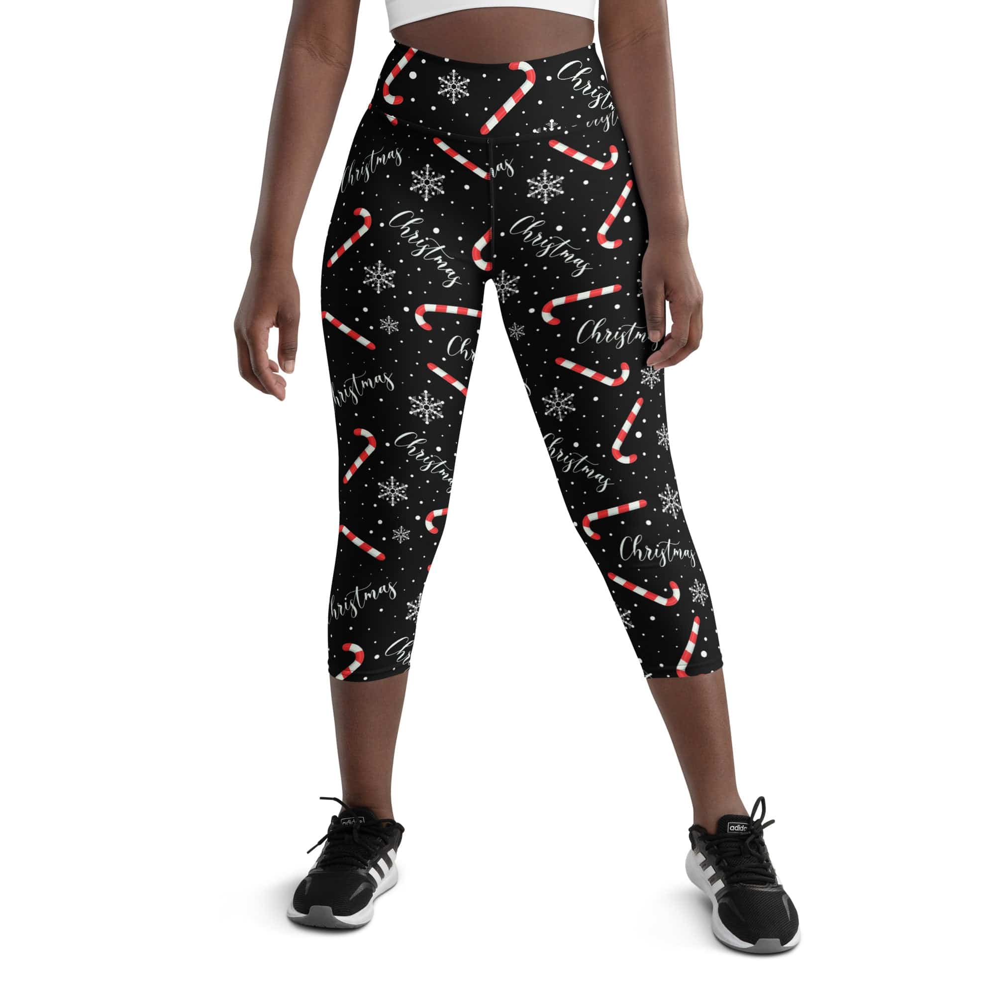 Candy Cane & Snowflake Yoga Capris