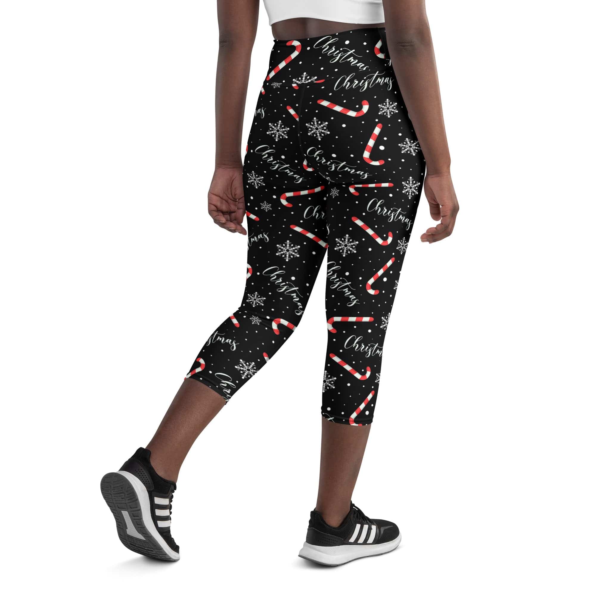 Candy Cane & Snowflake Yoga Capris