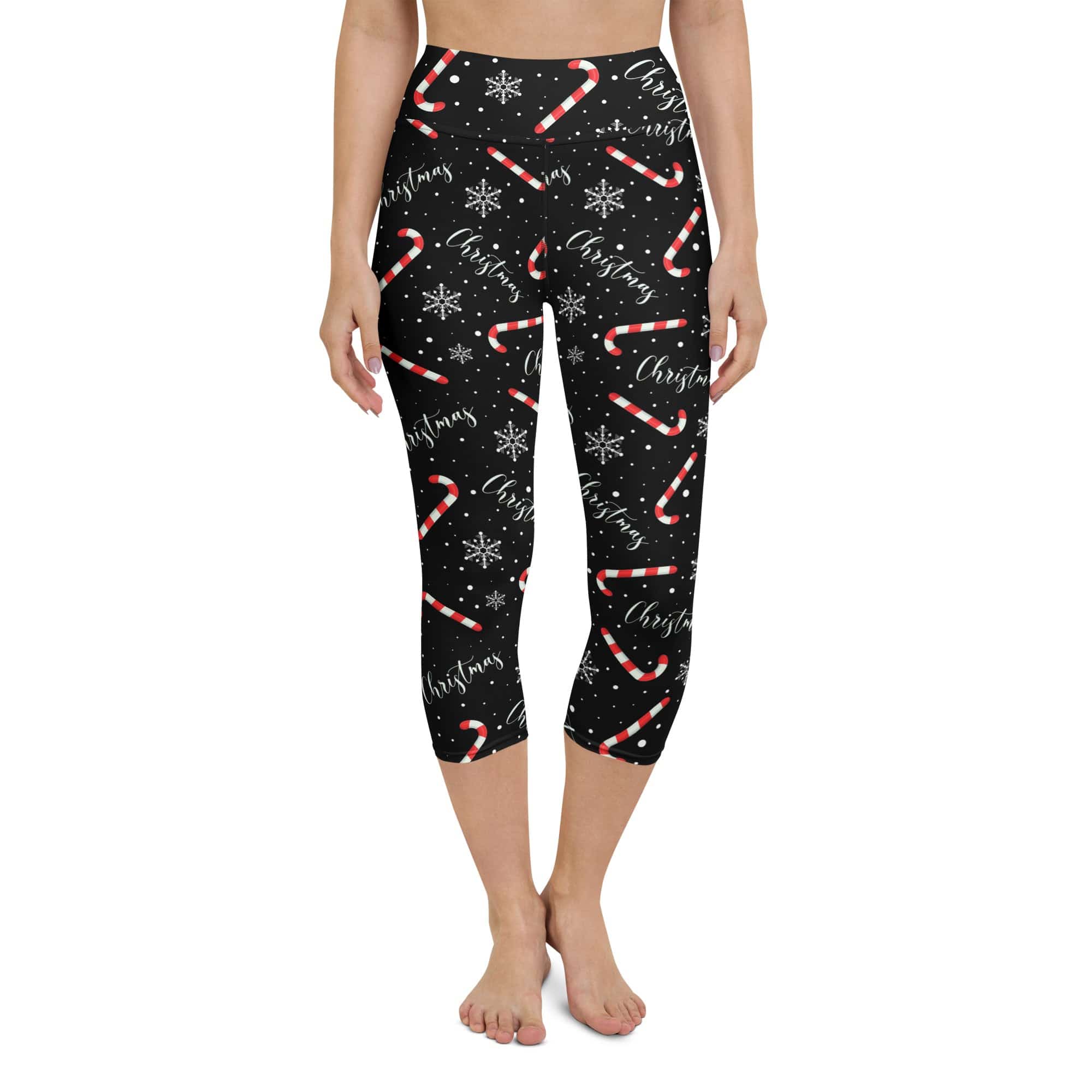 Candy Cane & Snowflake Yoga Capris