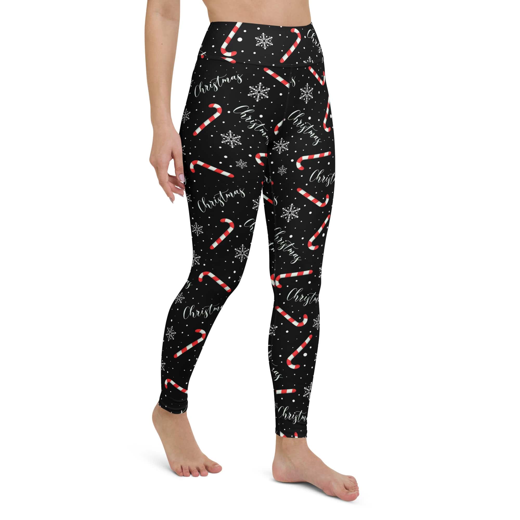 Candy Cane & Snowflake Yoga Leggings