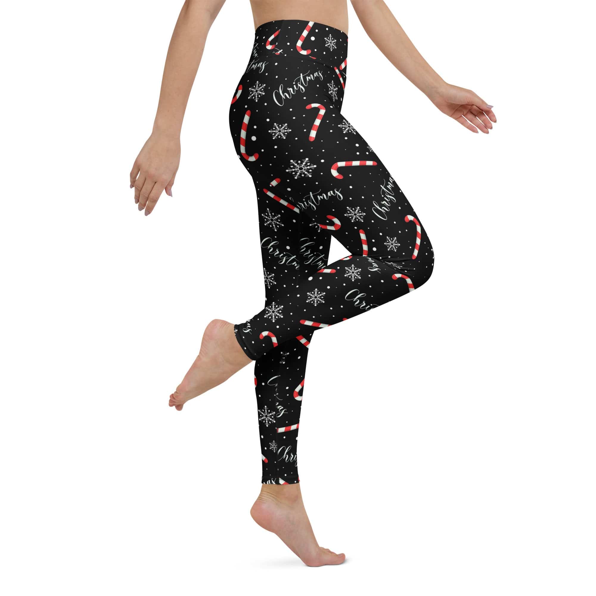 Candy Cane & Snowflake Yoga Leggings