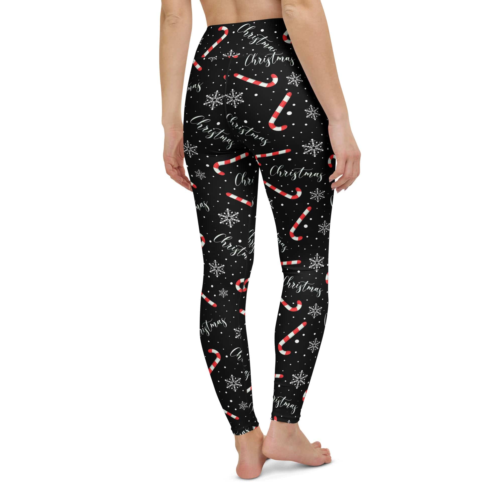 Candy Cane & Snowflake Yoga Leggings