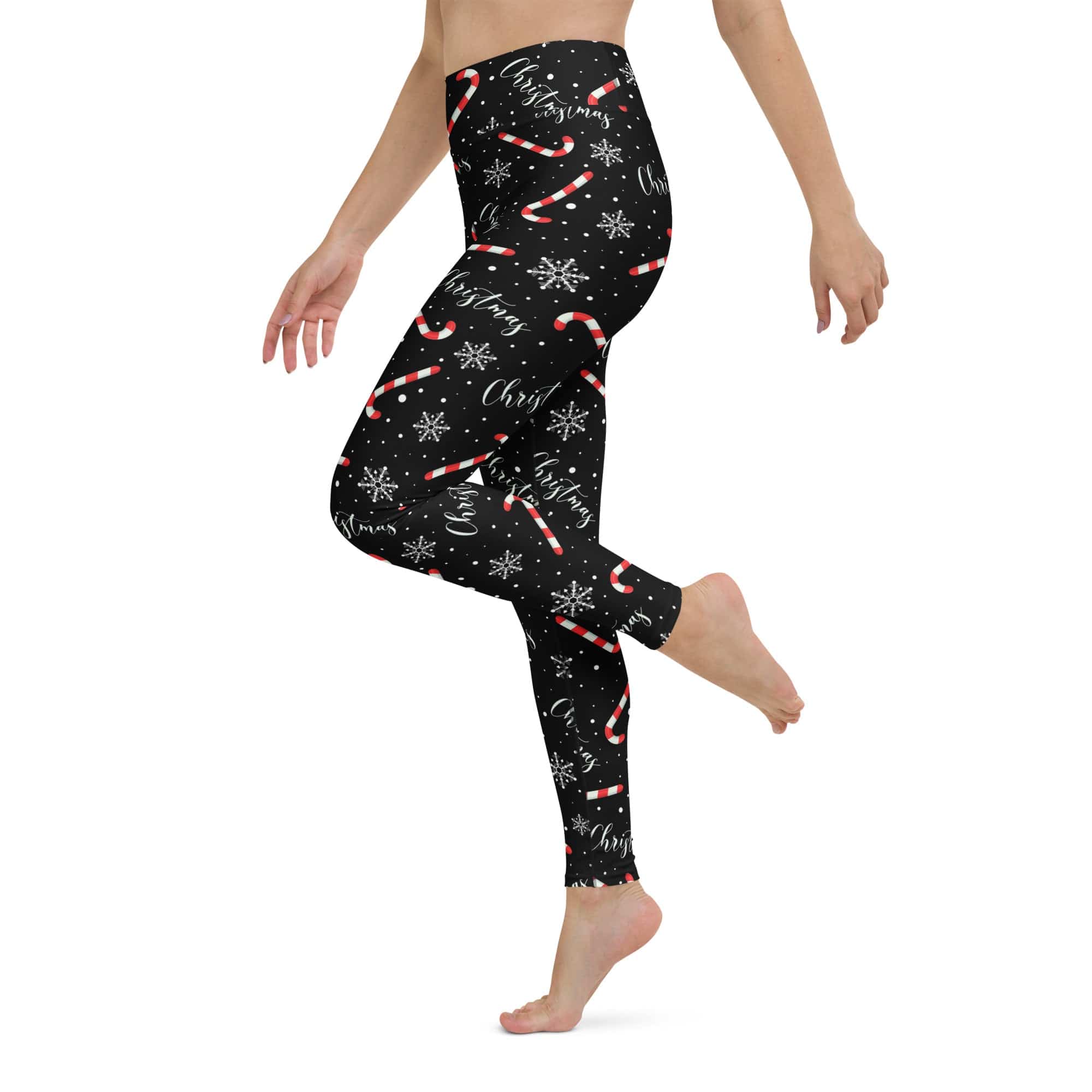 Candy Cane & Snowflake Yoga Leggings