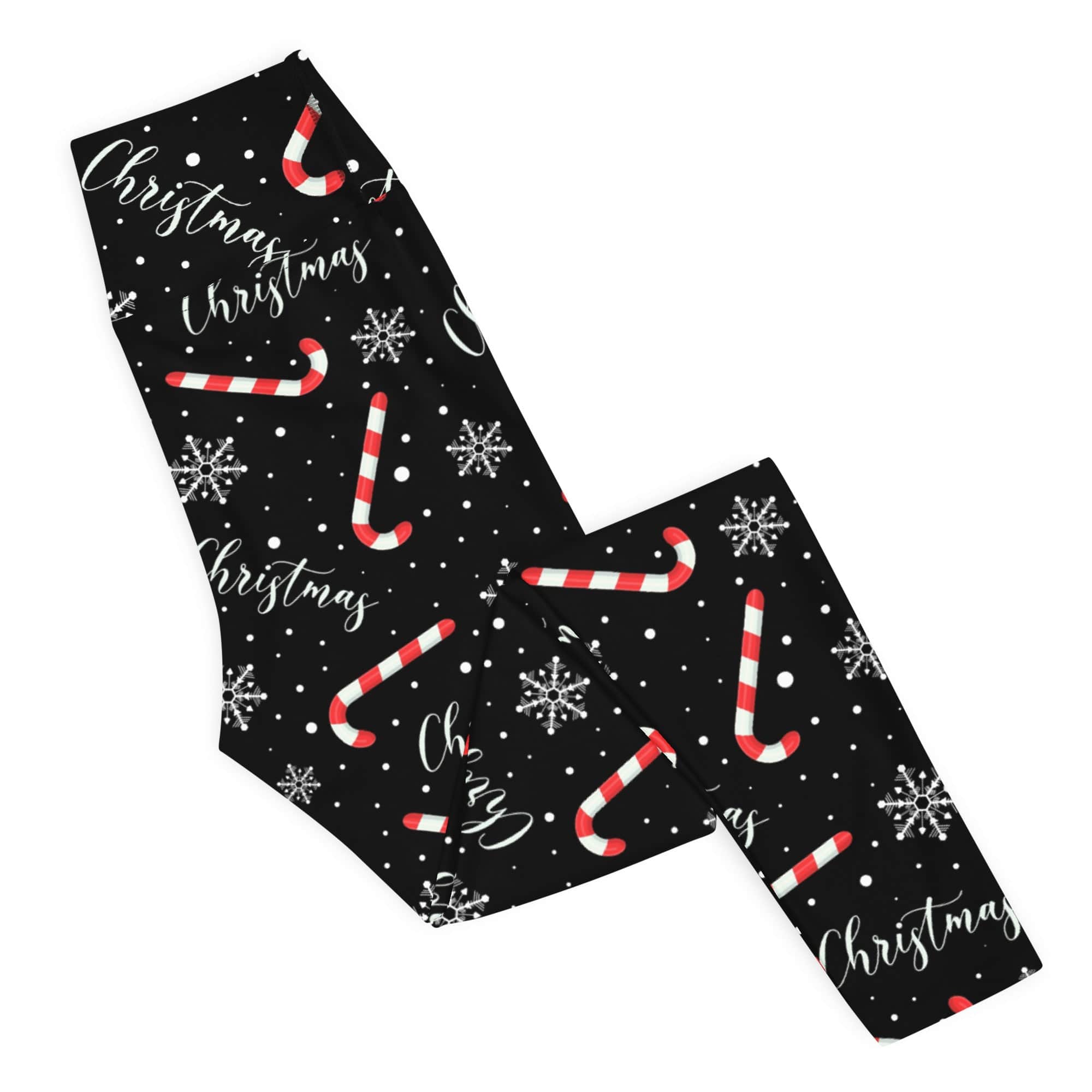 Candy Cane & Snowflake Yoga Leggings