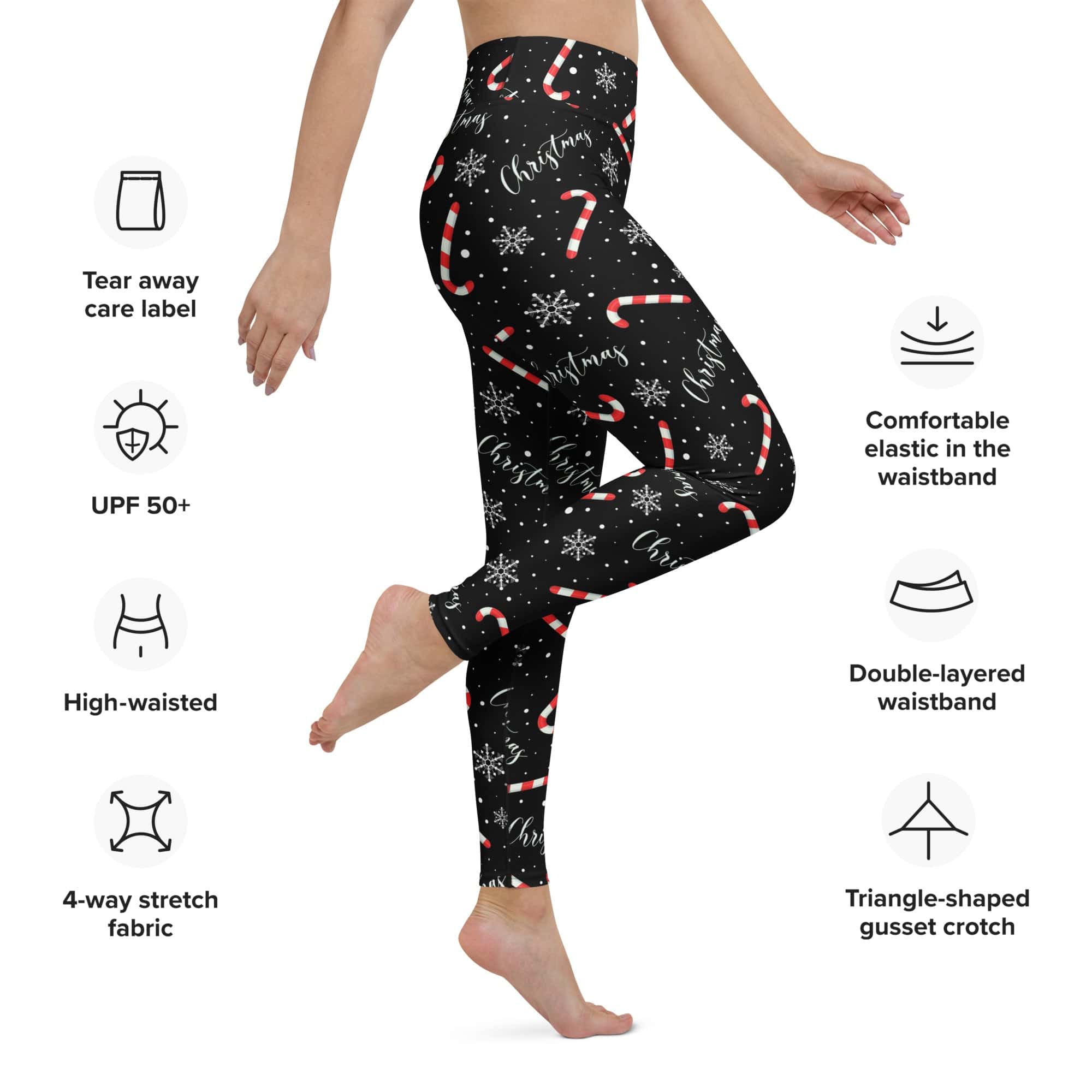 Candy Cane & Snowflake Yoga Leggings