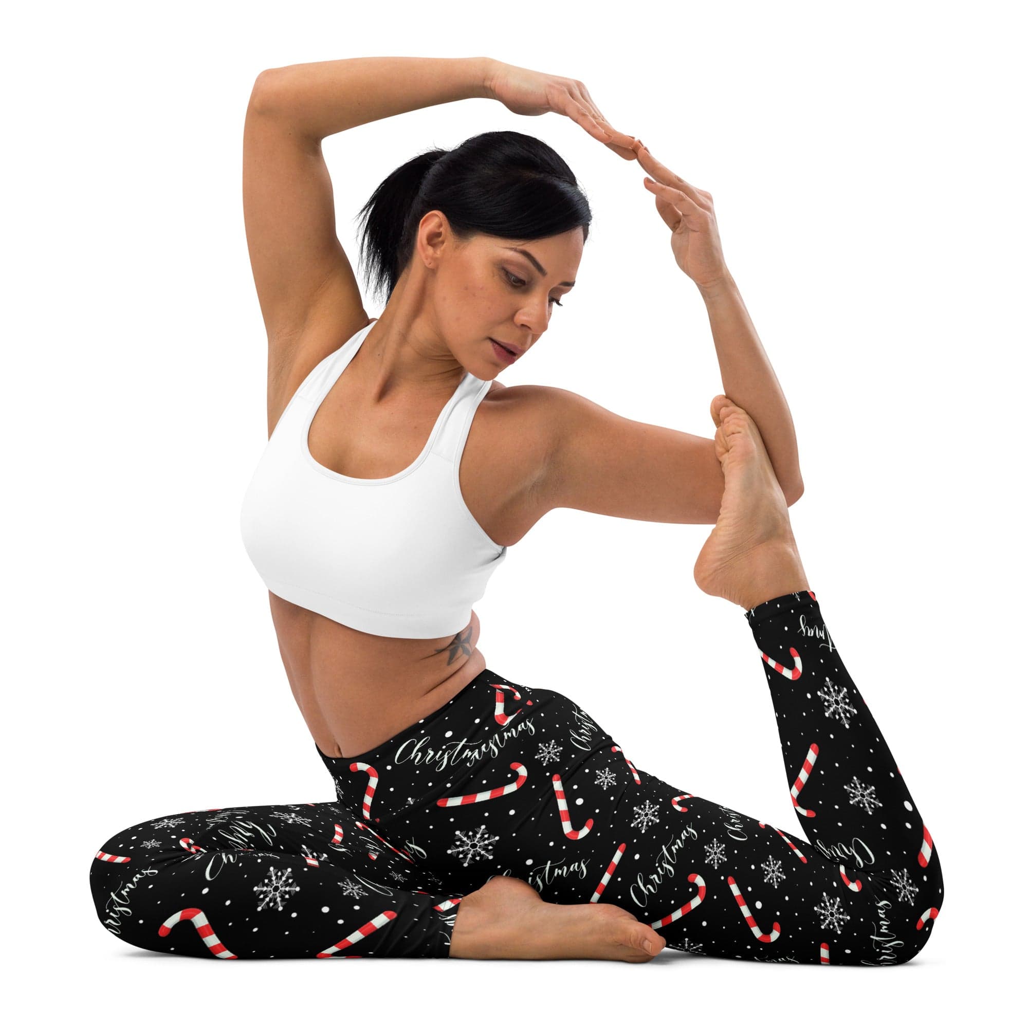 Candy Cane & Snowflake Yoga Leggings