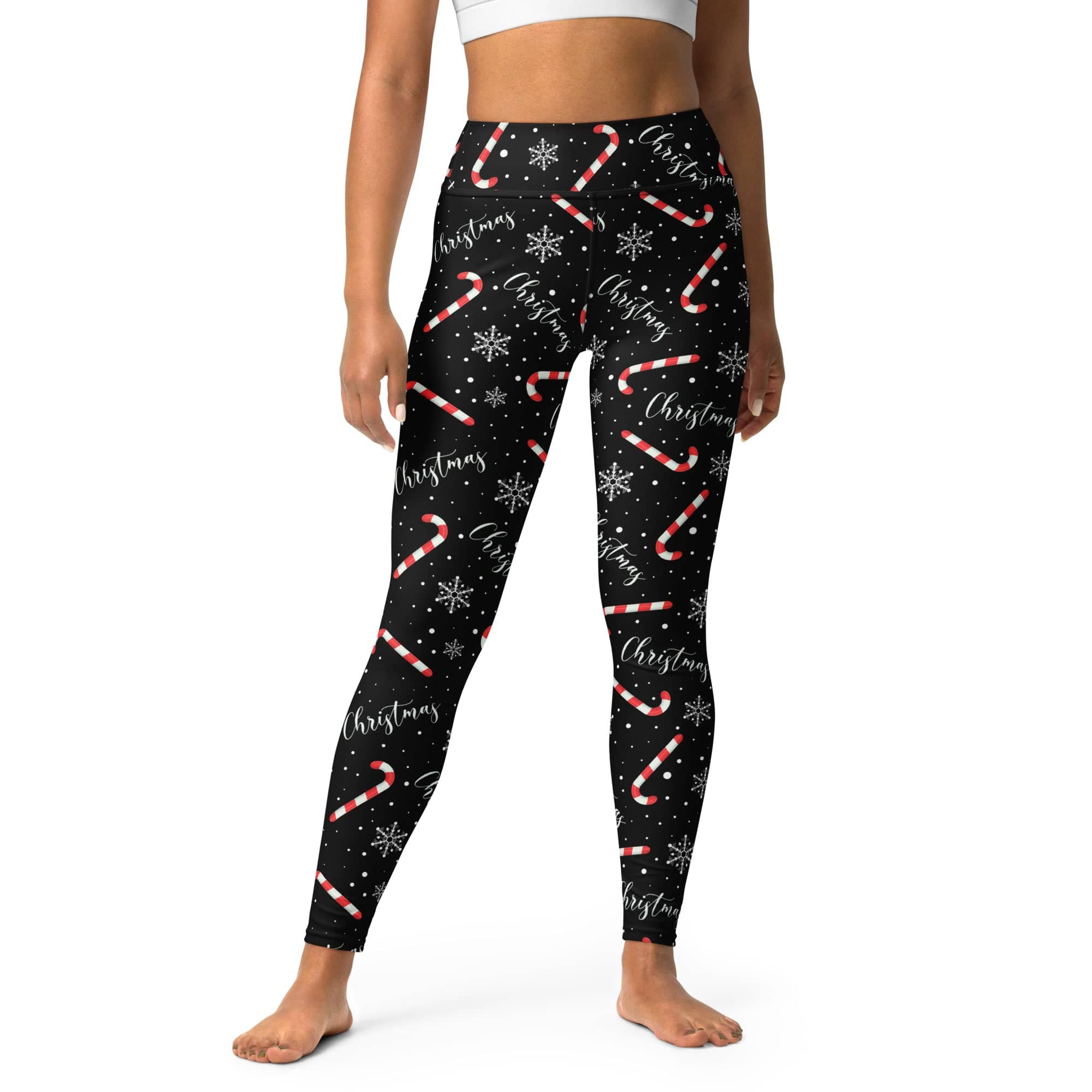 Candy Cane & Snowflake Yoga Leggings