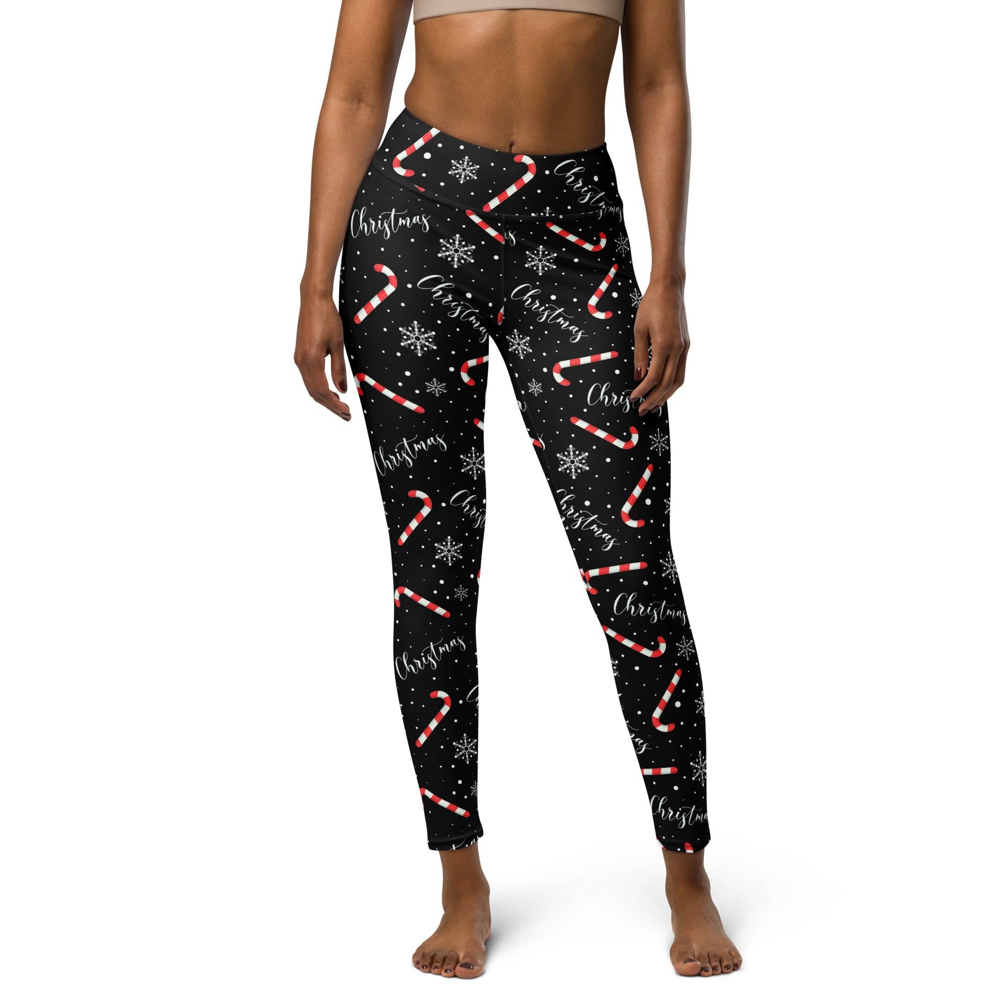 Candy Cane & Snowflake Yoga Leggings