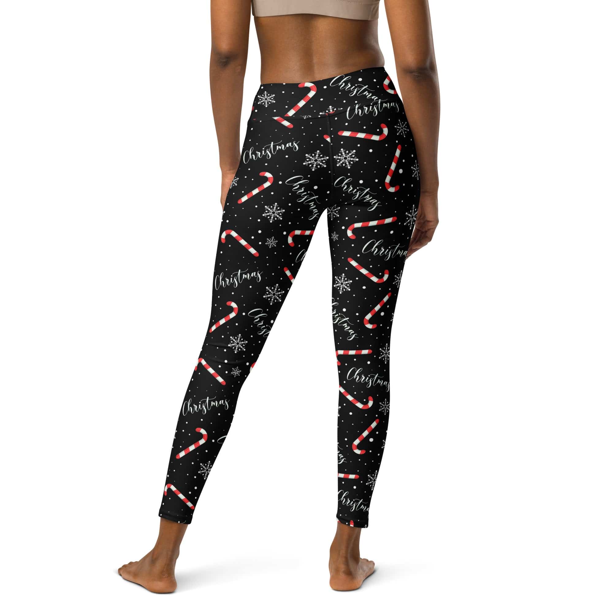 Candy Cane & Snowflake Yoga Leggings