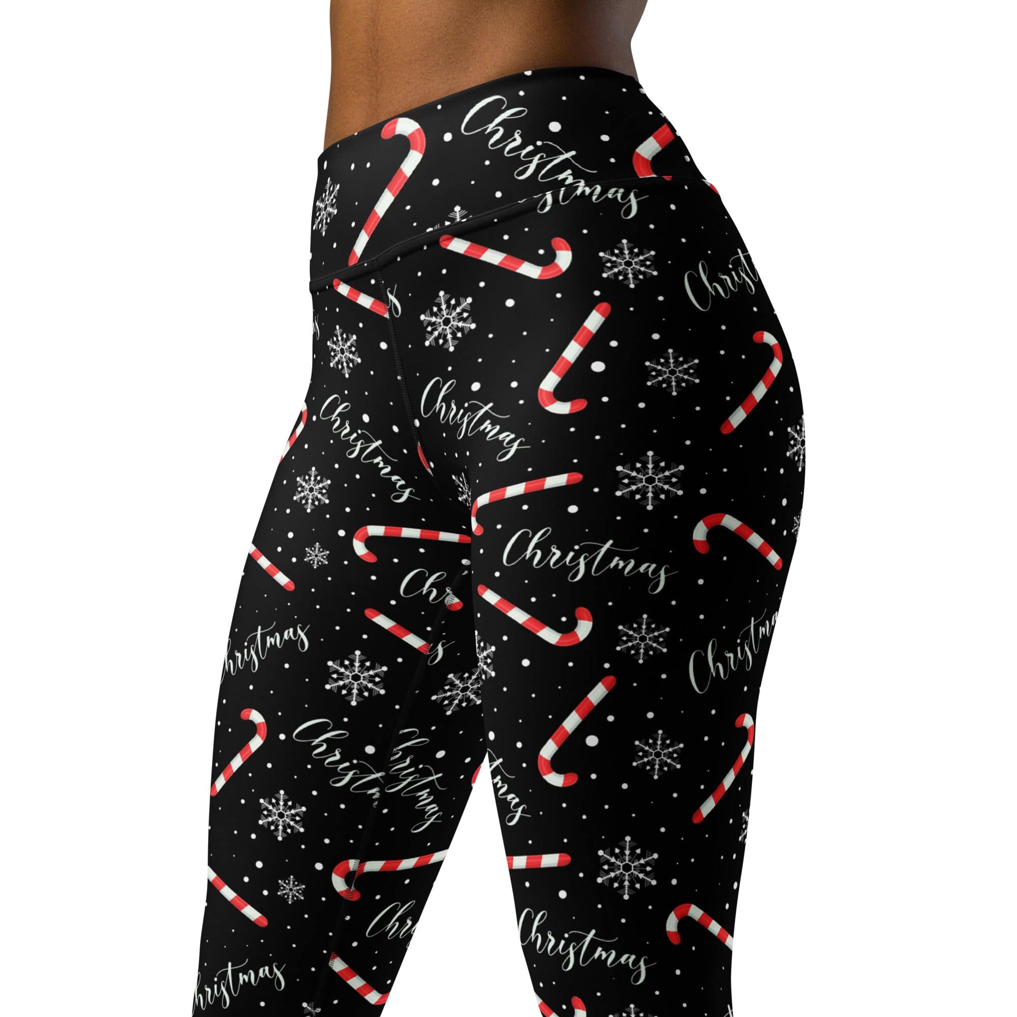Candy Cane & Snowflake Yoga Leggings