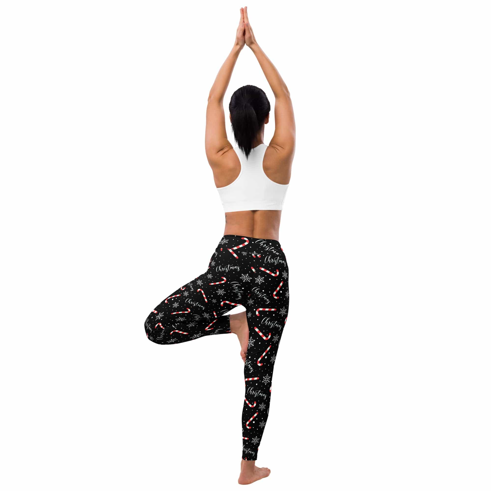 Candy Cane & Snowflake Yoga Leggings
