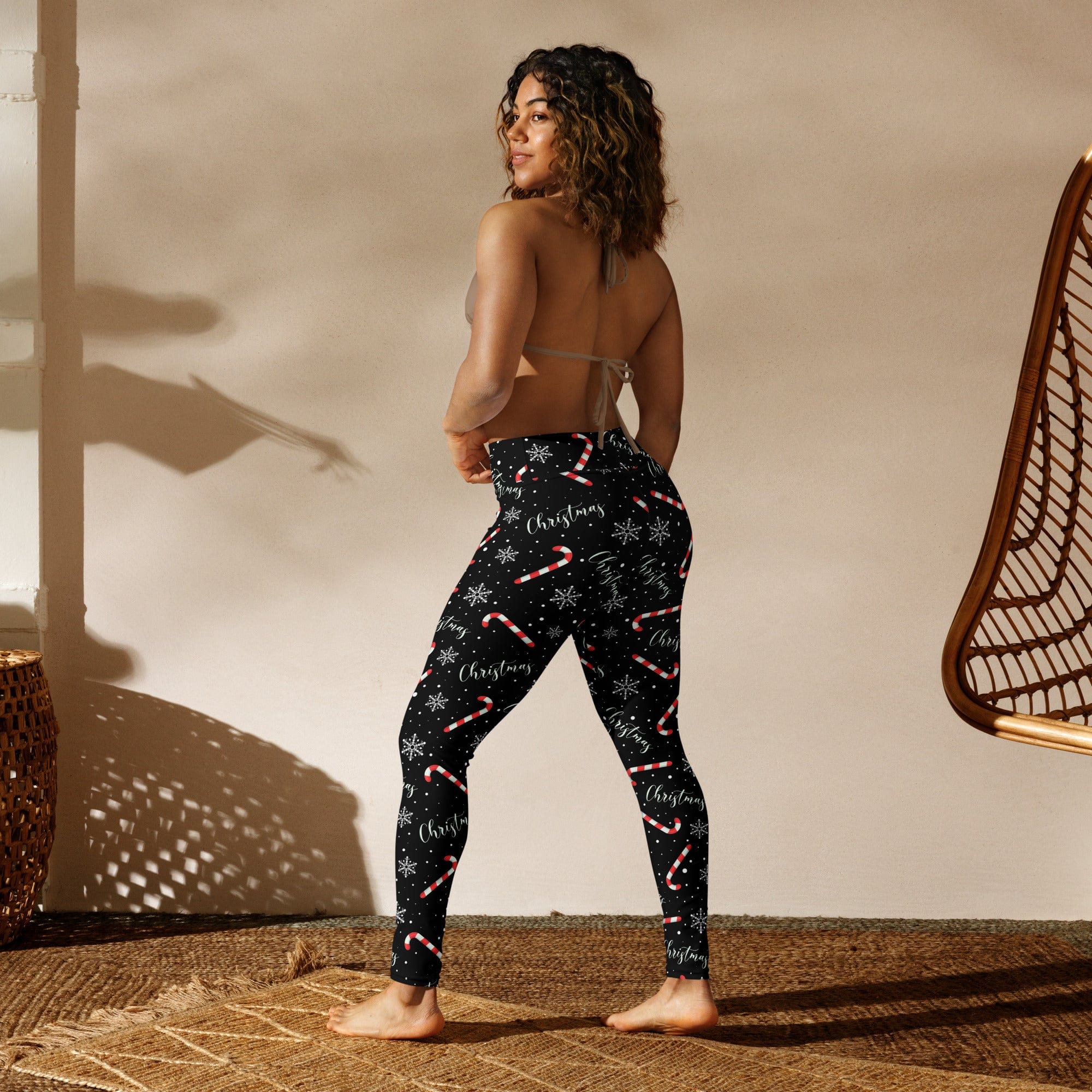 Candy Cane & Snowflake Yoga Leggings