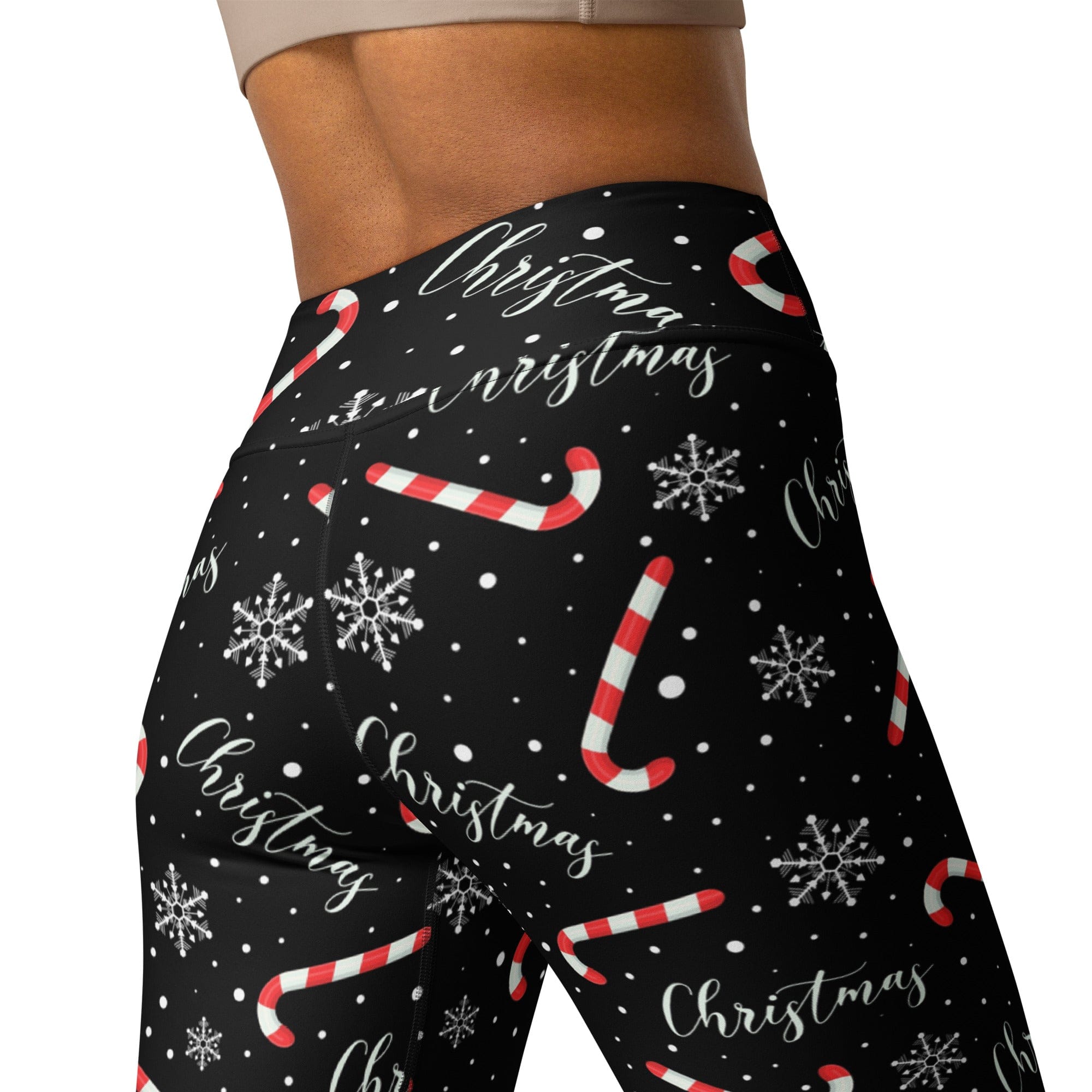 Candy Cane & Snowflake Yoga Leggings