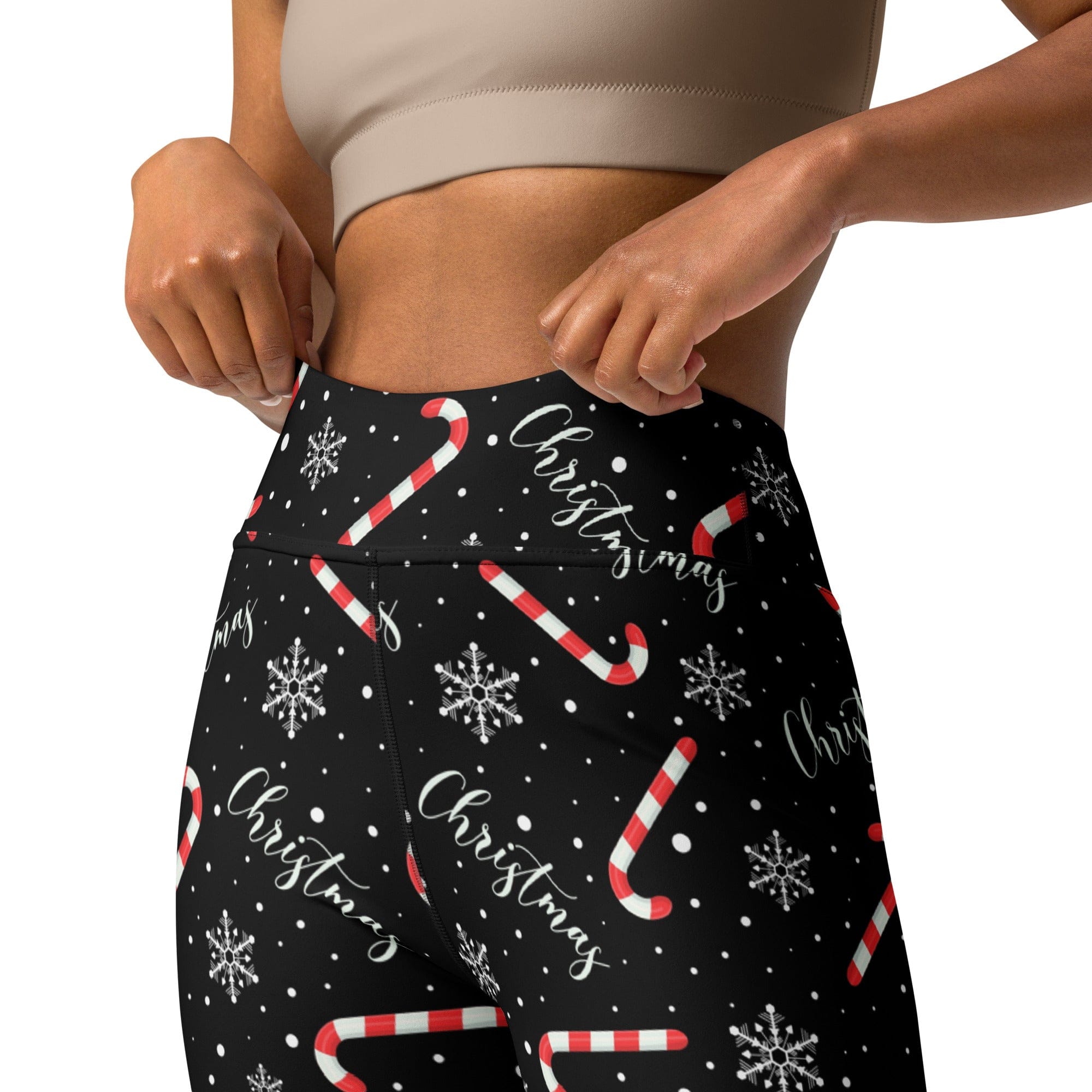 Candy Cane & Snowflake Yoga Leggings