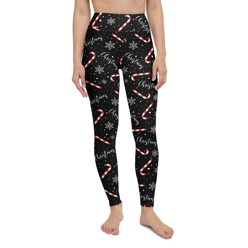 Candy Cane & Snowflake Yoga Leggings