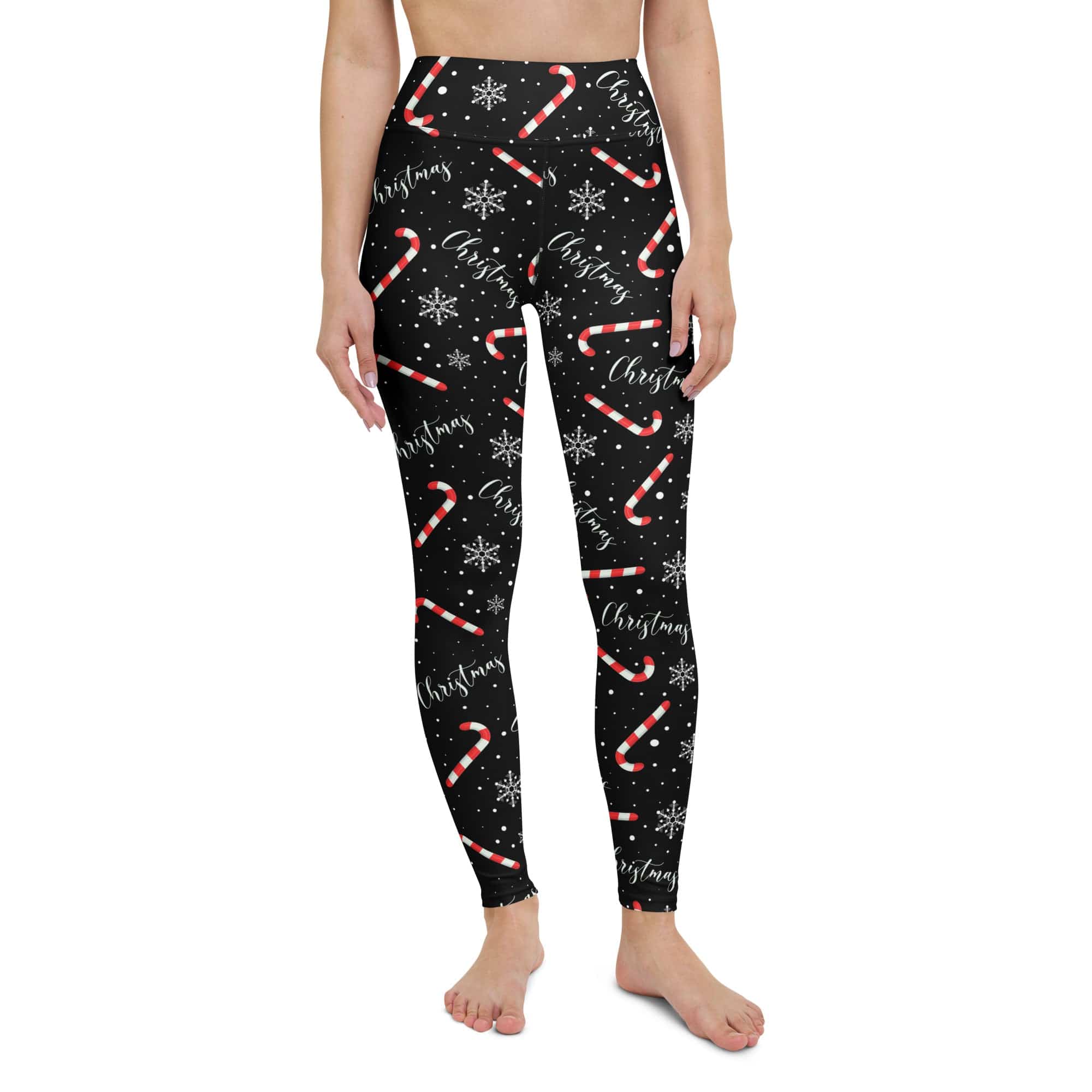 Candy Cane & Snowflake Yoga Leggings