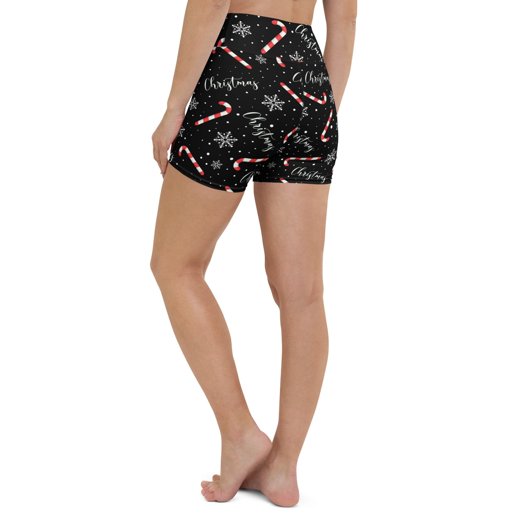 Candy Cane & Snowflake Yoga Shorts