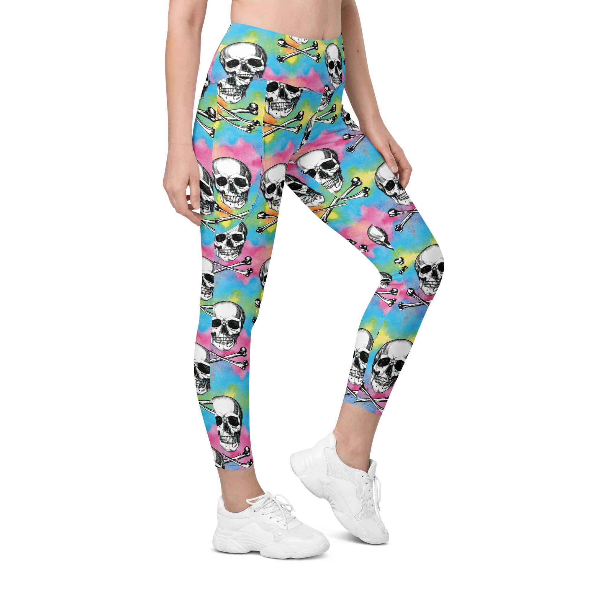 Candy Cotton Skull Leggings With Pockets