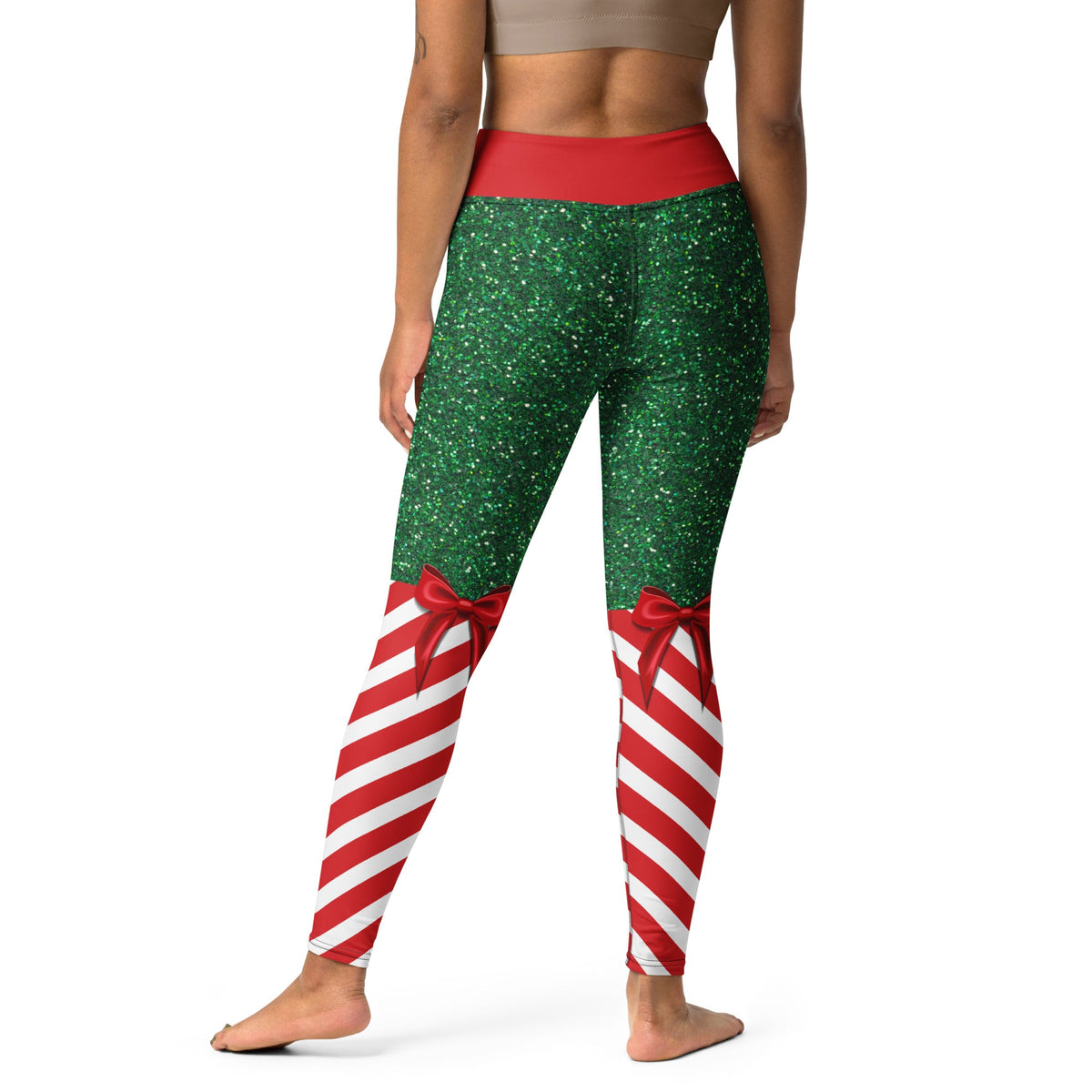 Candy Stripe Christmas Yoga Leggings