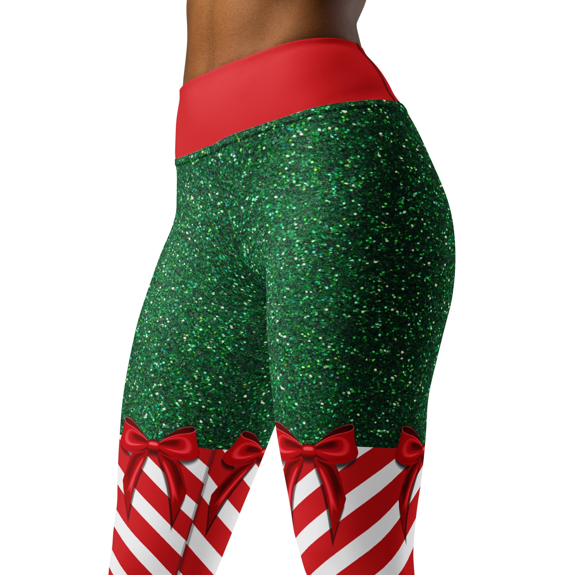 Candy Stripe Christmas Yoga Leggings