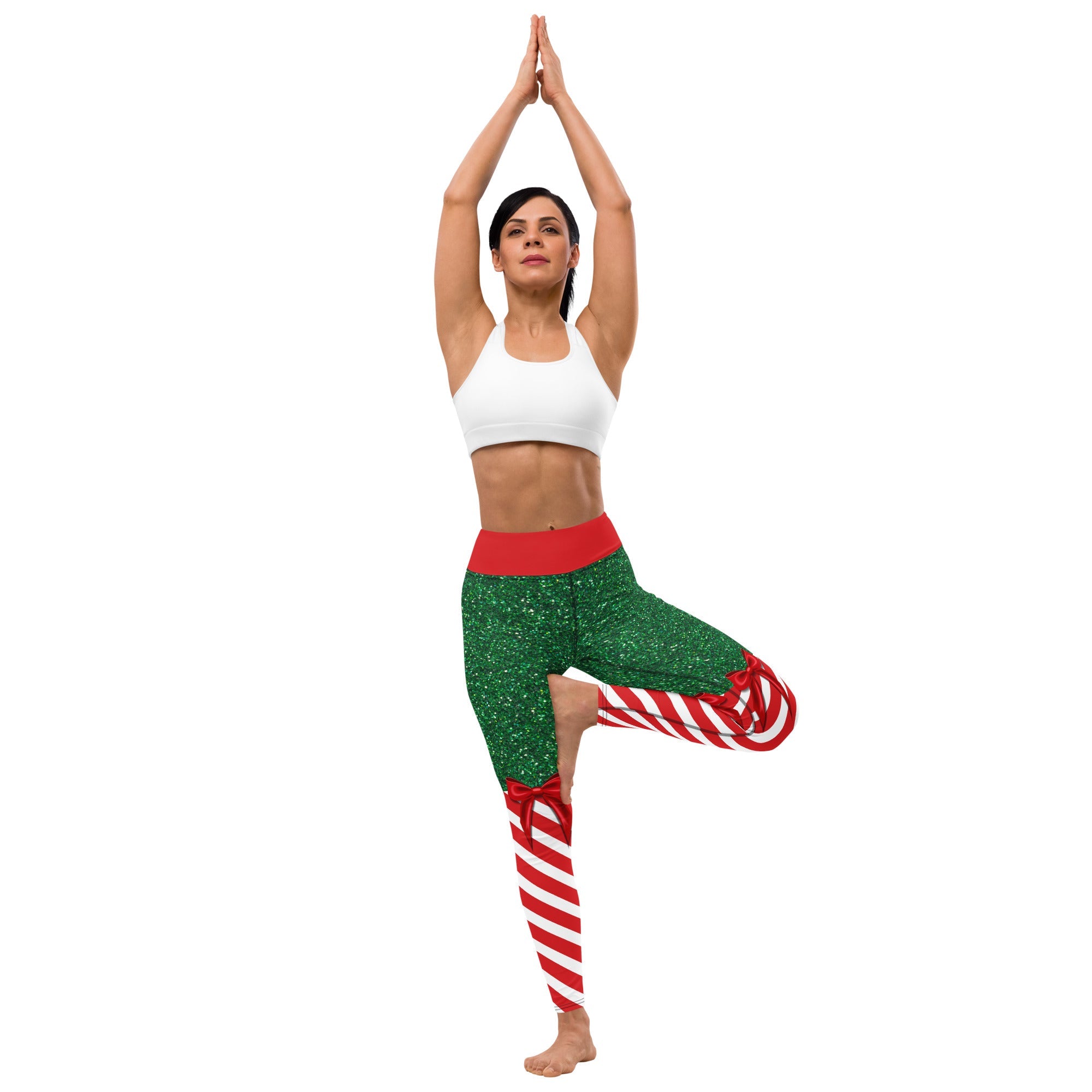 Candy Stripe Christmas Yoga Leggings